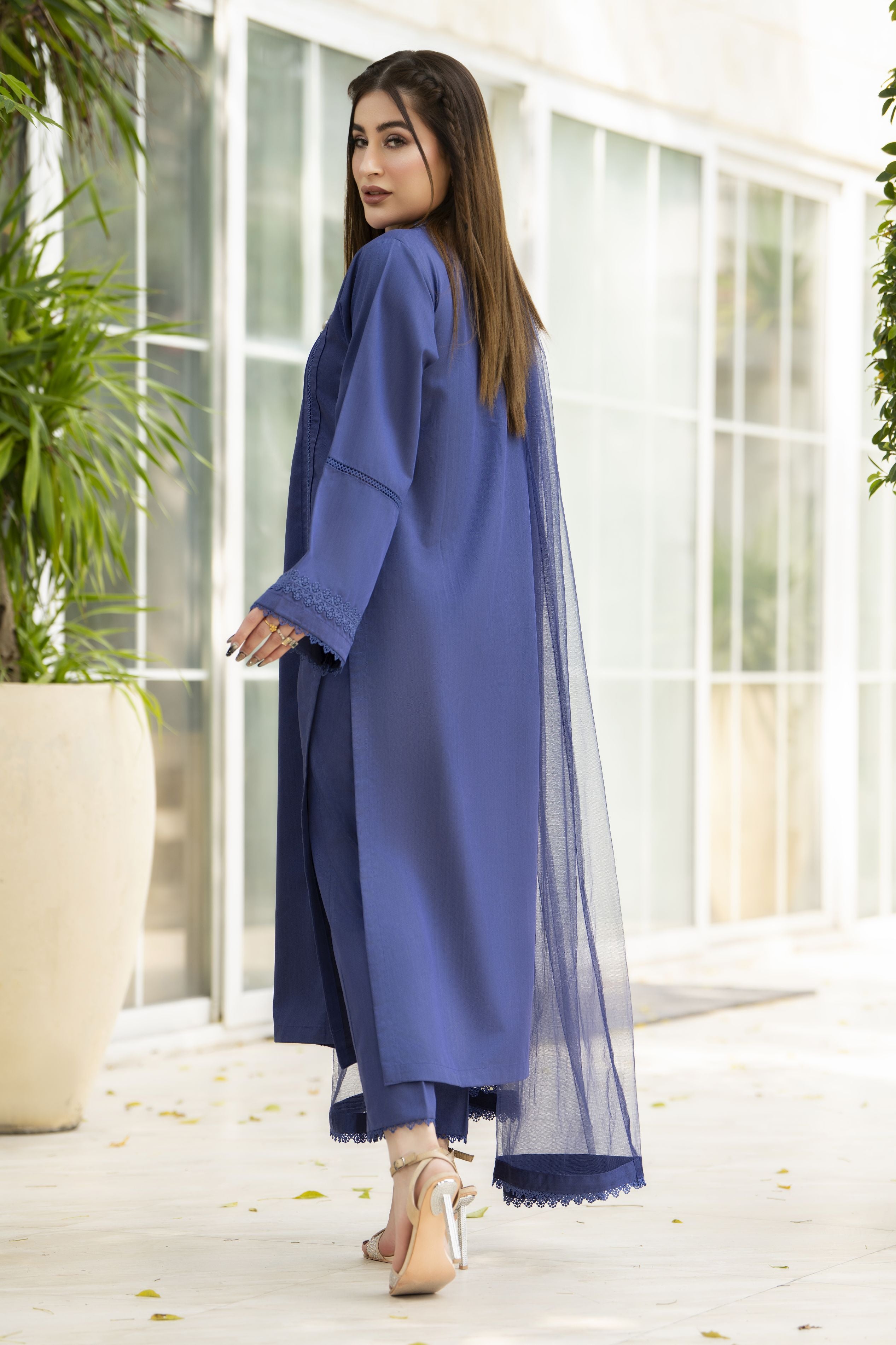 Aabpara Simply Warm Winter Linen 3pc Ready to Wear with Dyed Net Dupatta SWA5