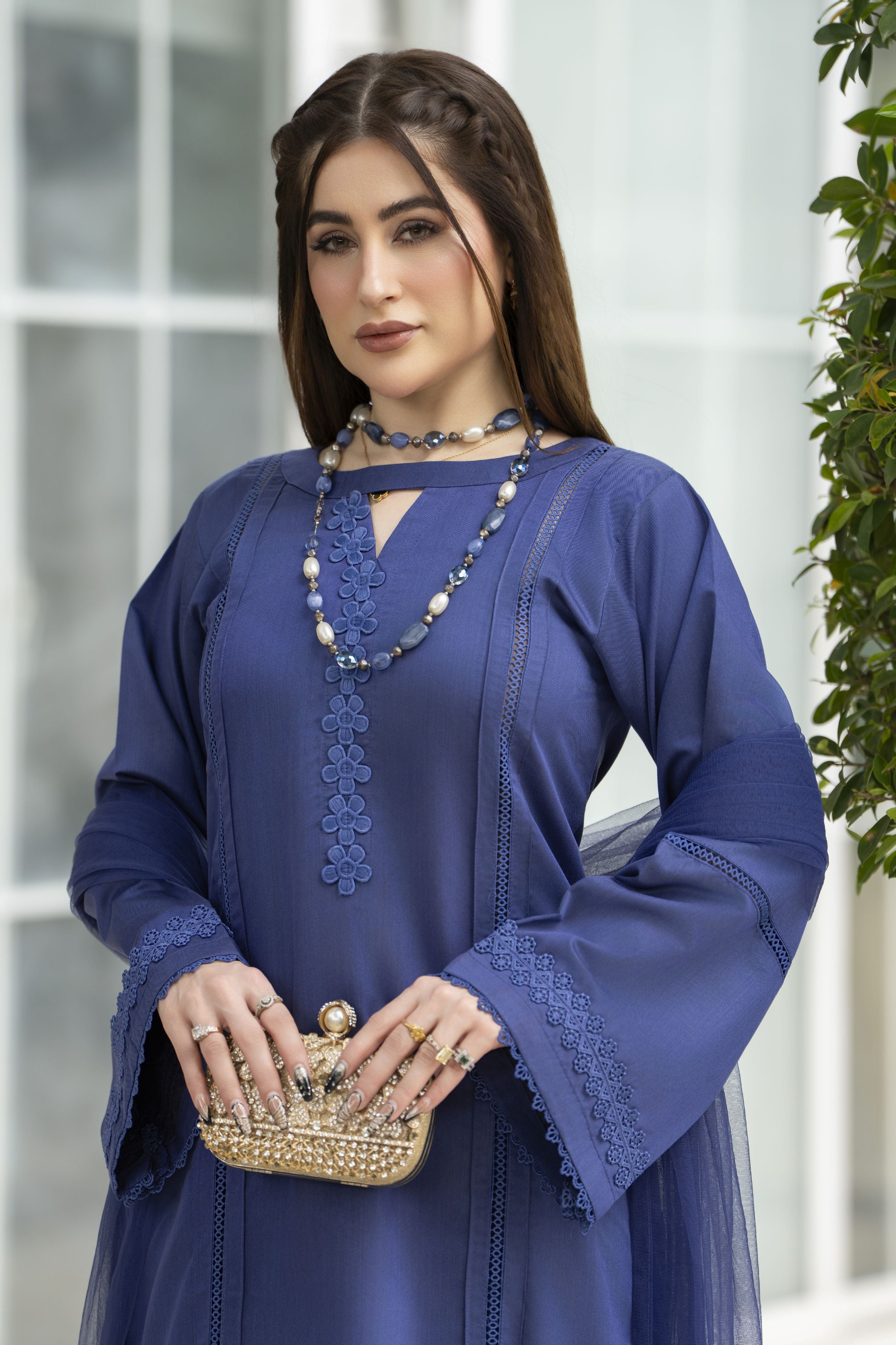 Aabpara Simply Warm Winter Linen 3pc Ready to Wear with Dyed Net Dupatta SWA5