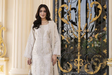 Arwah Aureen AA9 3pc Beige Cutwork Cotton Long Suit with Chiffon Dupatta