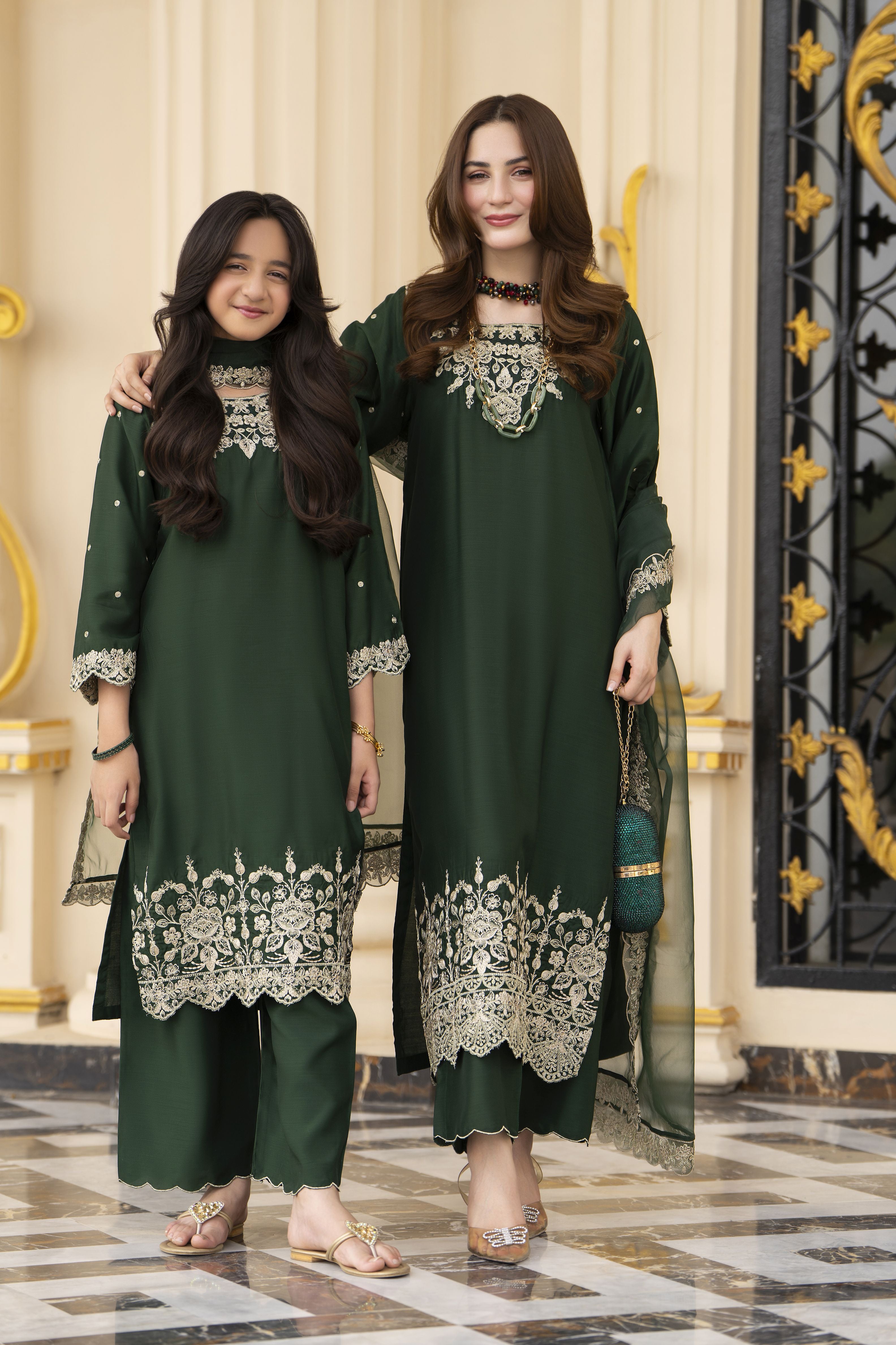 Threads of Love by Hemline – TOL1 Embroidered Viscose Mother Daughter Matching Dress