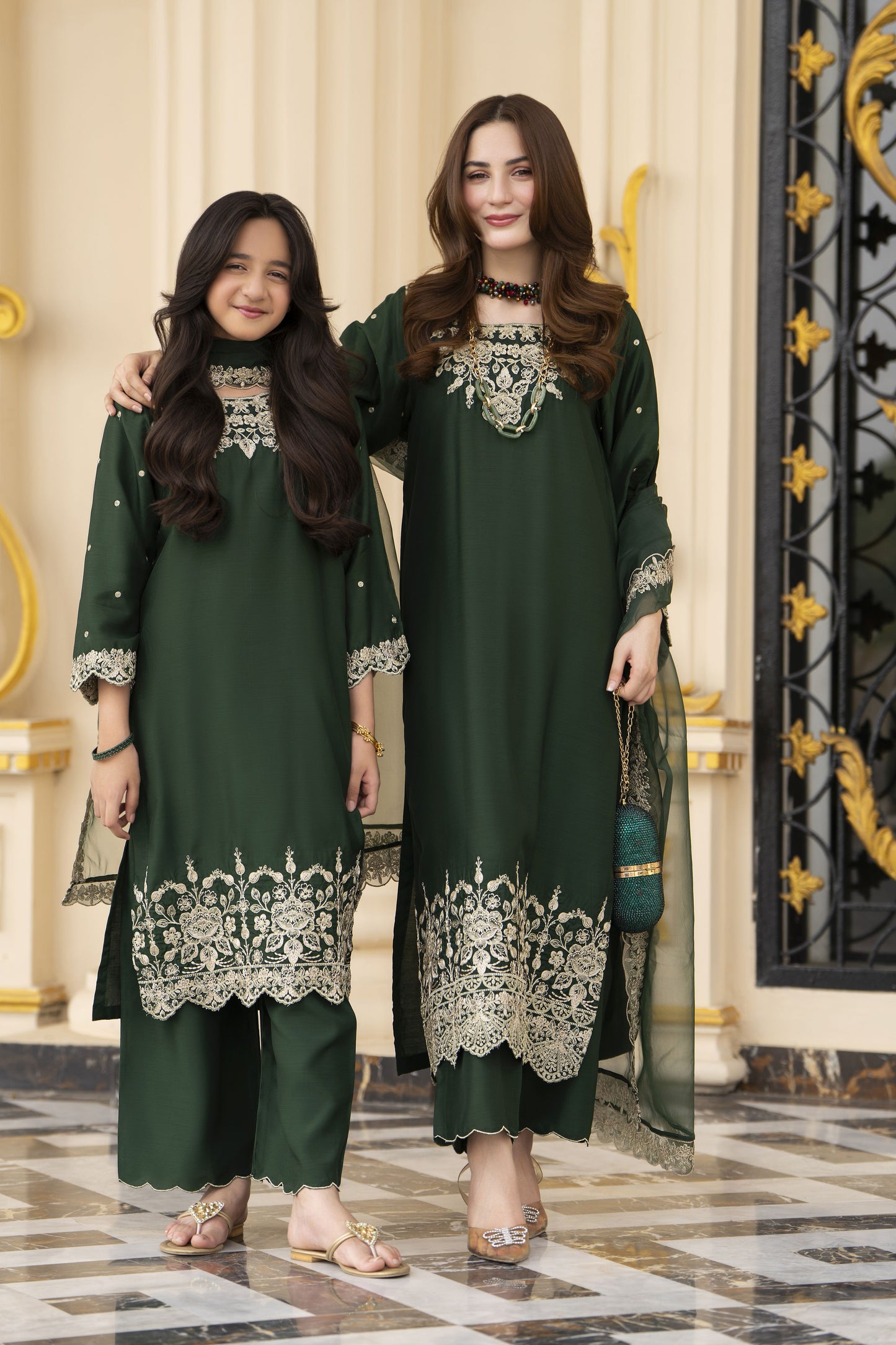 Threads of Love by Hemline – TOL1 Embroidered Viscose Mother Daughter Matching Dress