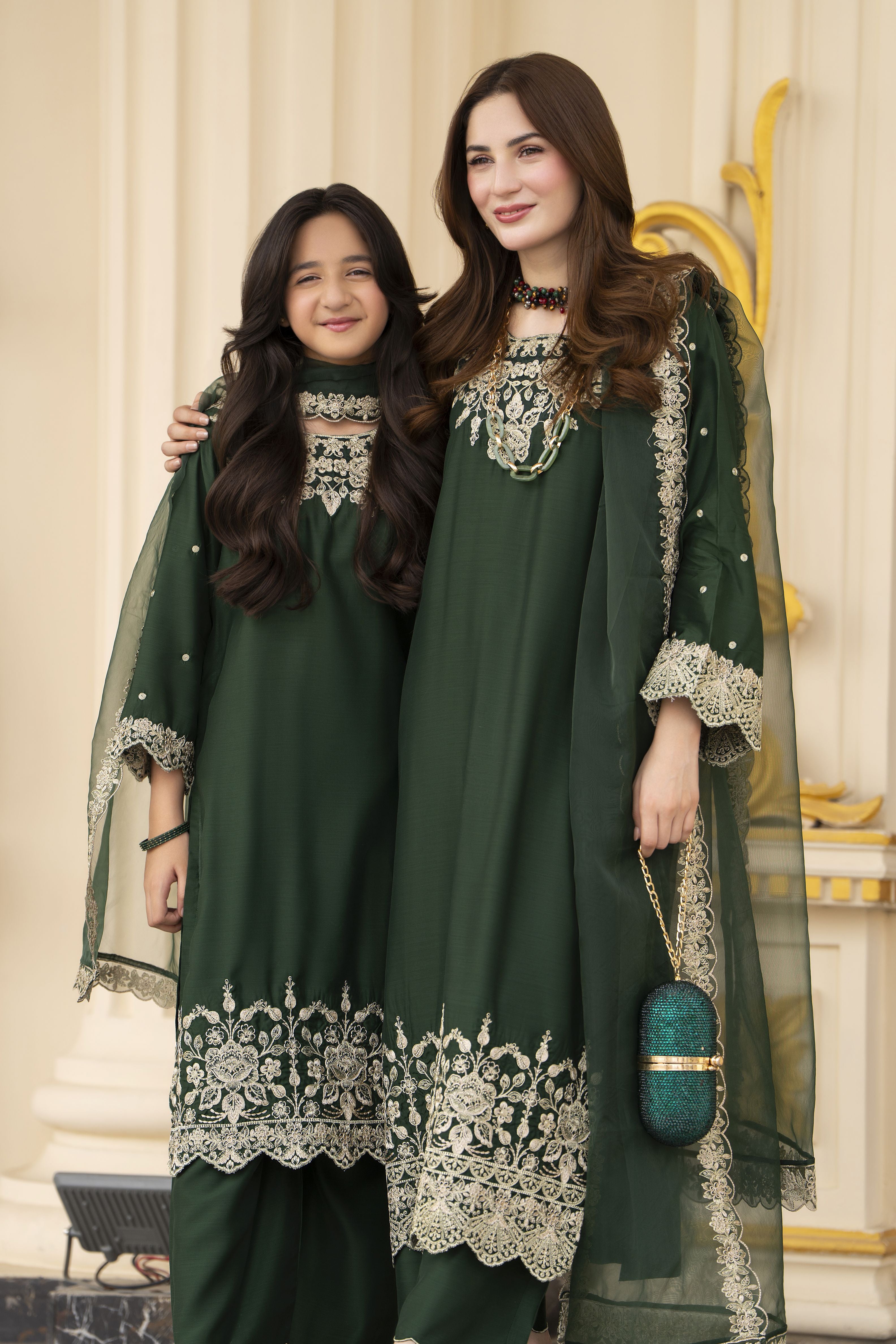 Threads of Love by Hemline – TOL1 Embroidered Viscose Mother Daughter Matching Dress