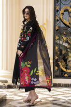 Arwah Aureen AA2 3pc Black Cutwork Embroidered Cotton Suit with Silk Dupatta