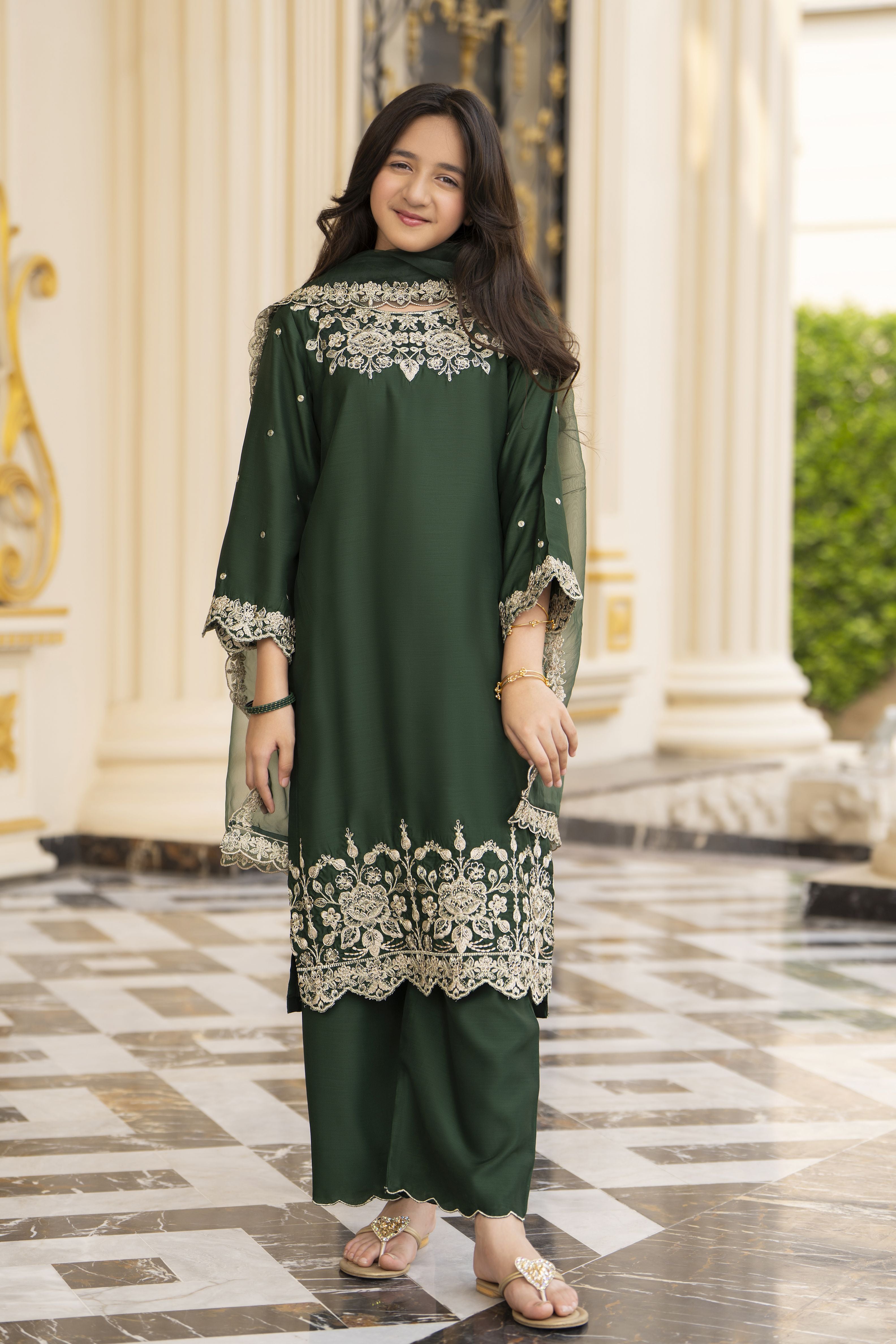 Threads of Love by Hemline – TOL1 Embroidered Viscose Mother Daughter Matching Dress