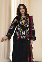 Arwah Aureen AA2 3pc Black Cutwork Embroidered Cotton Suit with Silk Dupatta