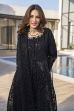 Zaiwaraat by Arwah – Black Embroidered Organza Gown Set with Net Dupatta – ZWR10