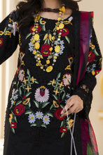 Arwah Aureen AA2 3pc Black Cutwork Embroidered Cotton Suit with Silk Dupatta