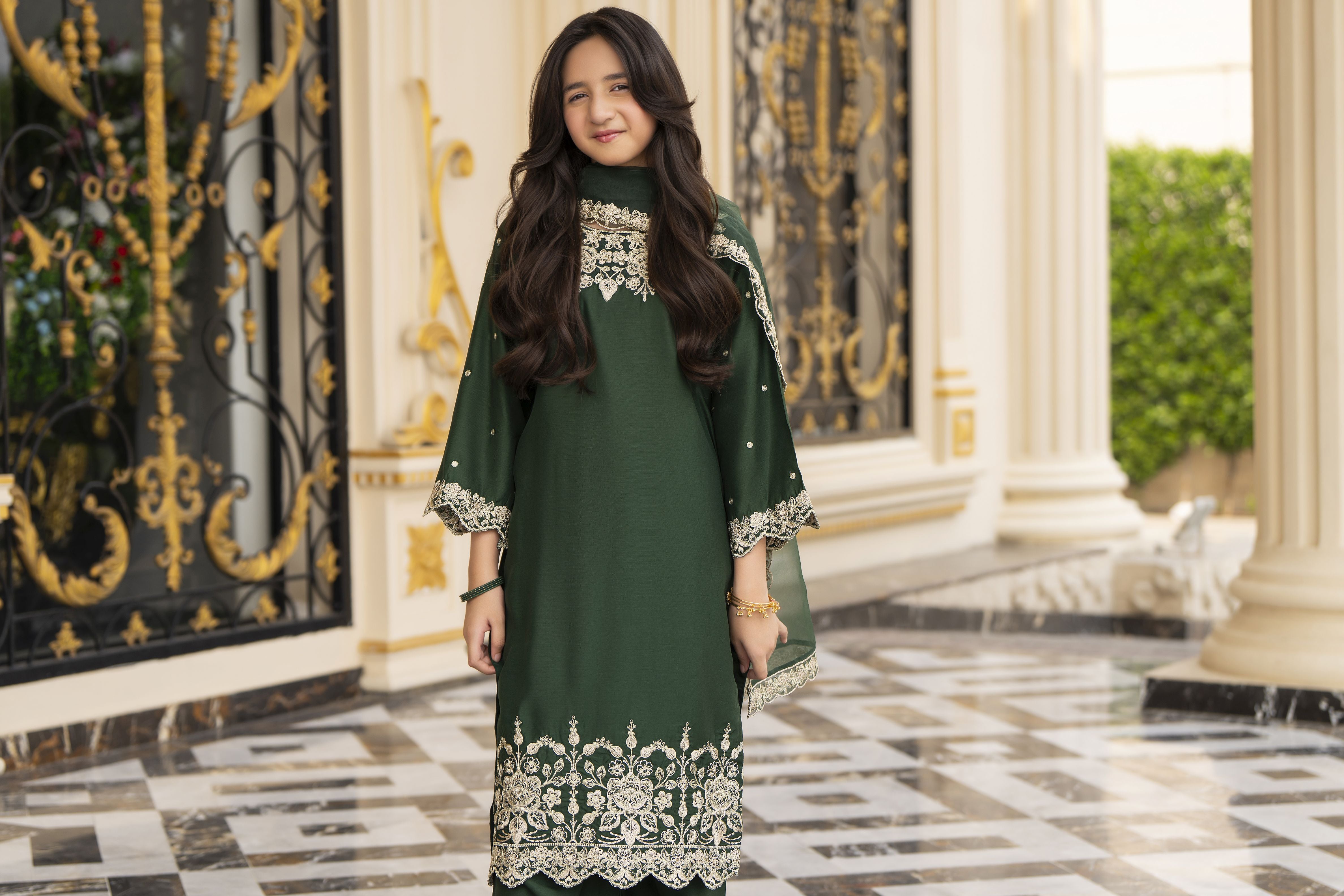 Threads of Love by Hemline – TOL1 Embroidered Viscose Mother Daughter Matching Dress