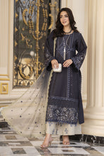 Arwah Aureen AA14 3pc Embroidered Cotton Long Suit with Tie Dye Chiffon Dupatta