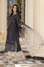 Arwah Aureen AA14 3pc Embroidered Cotton Long Suit with Tie Dye Chiffon Dupatta