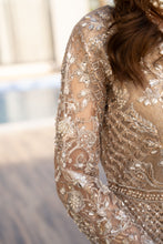 Zaiwaraat by Arwah – Gold Heavily Embellished Net Maxi with Mirror Work – ZWR11