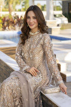 Zaiwaraat by Arwah – Gold Heavily Embellished Net Maxi with Mirror Work – ZWR11