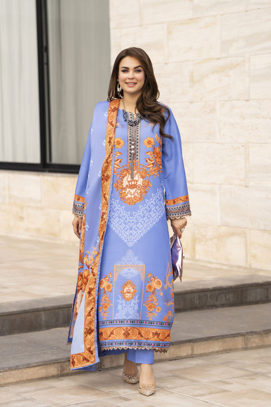 NBH3 Naqsh by Hemline Poly Grip 3PC A-Line Suit with Herringbone Dupatta