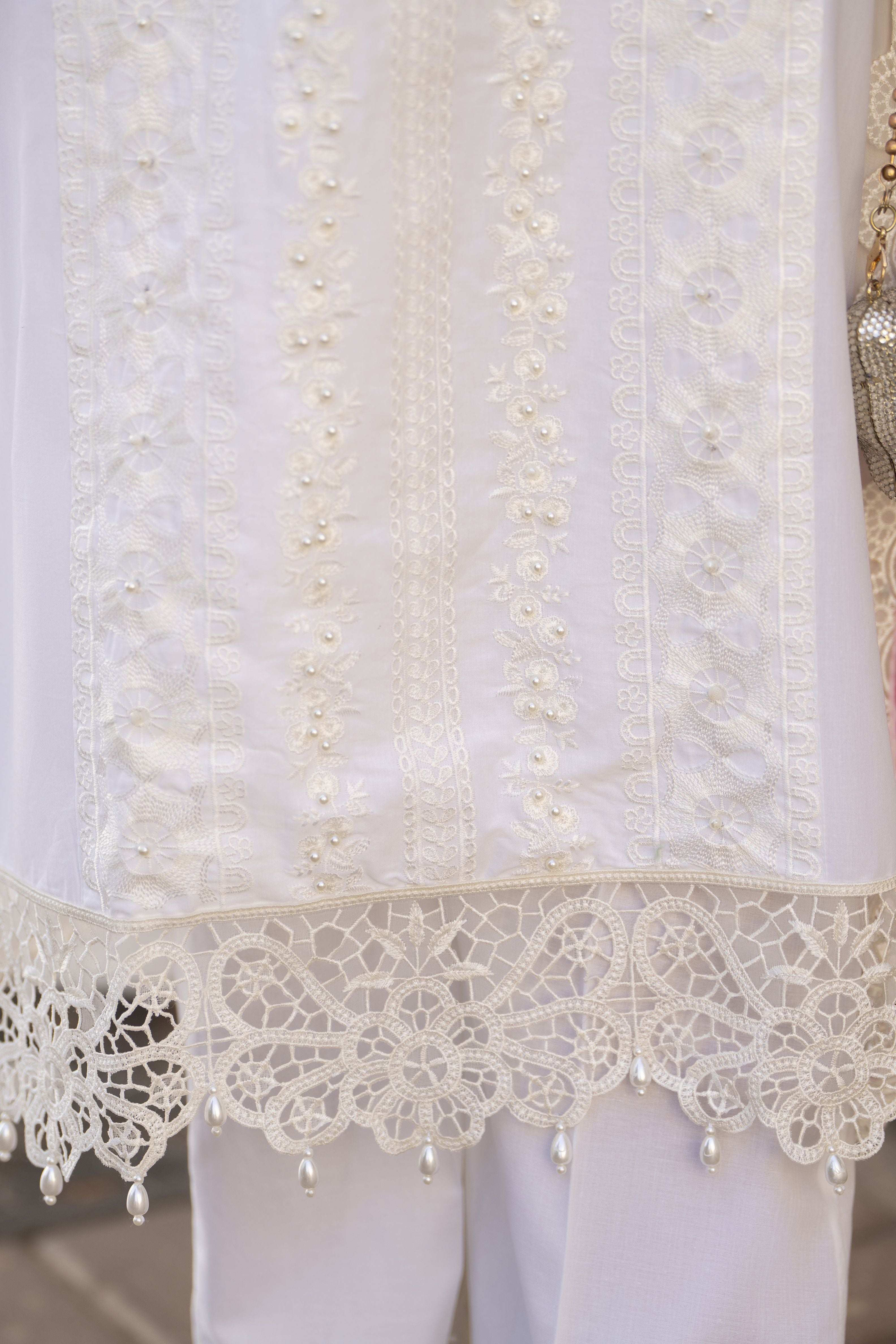 Arwah Aureen AA1 3pc Cutwork Embroidered Cotton Suit with Silk Dupatta