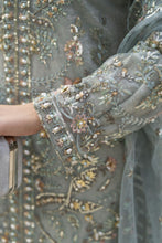 Zaiwaraat by Arwah – Mint Green Handworked Net Shirt with Sequin Sharara – ZWR14
