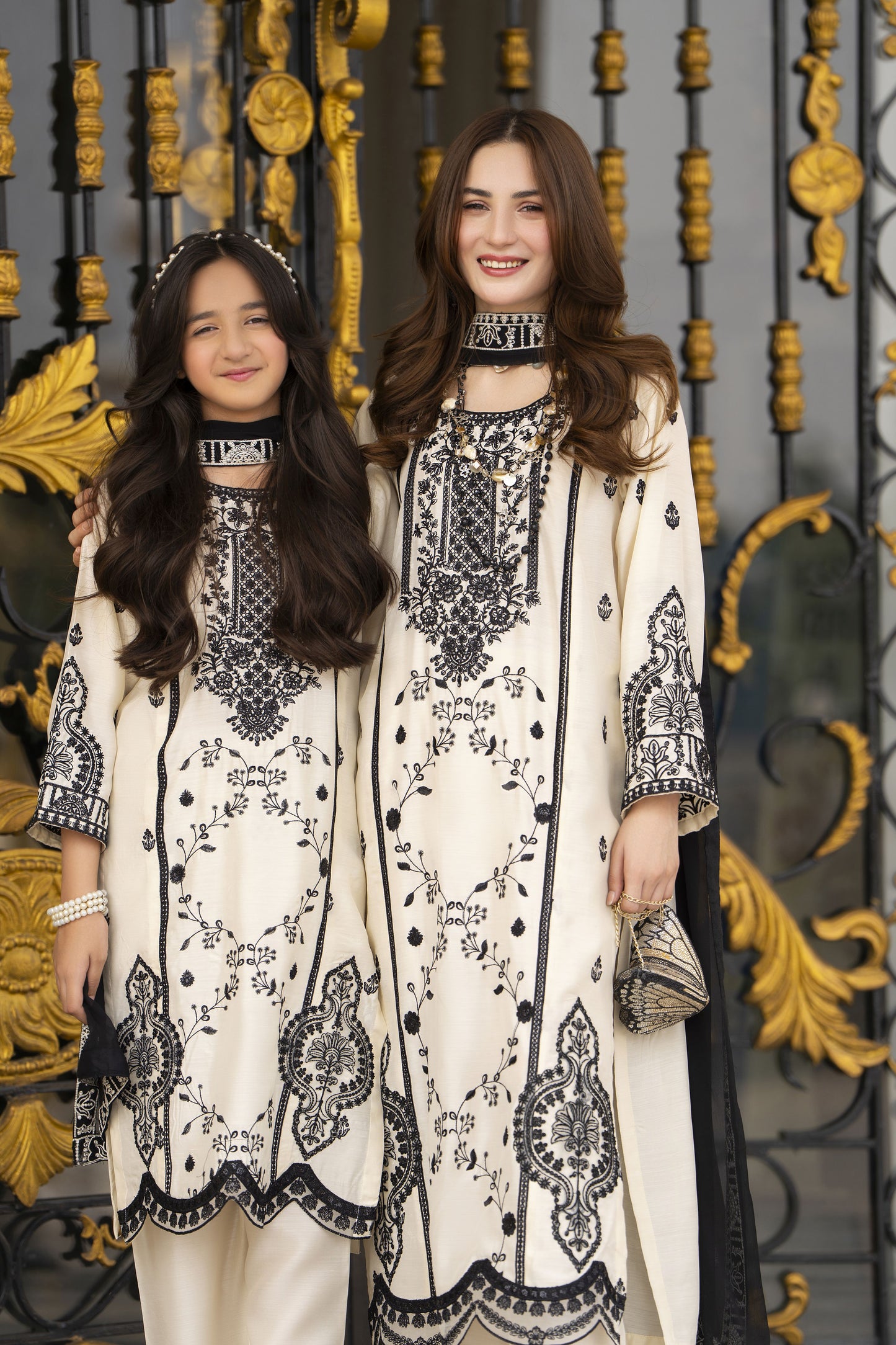 Threads of Love by Hemline – TOL3 Embroidered Viscose Mother Daughter Matching Dress