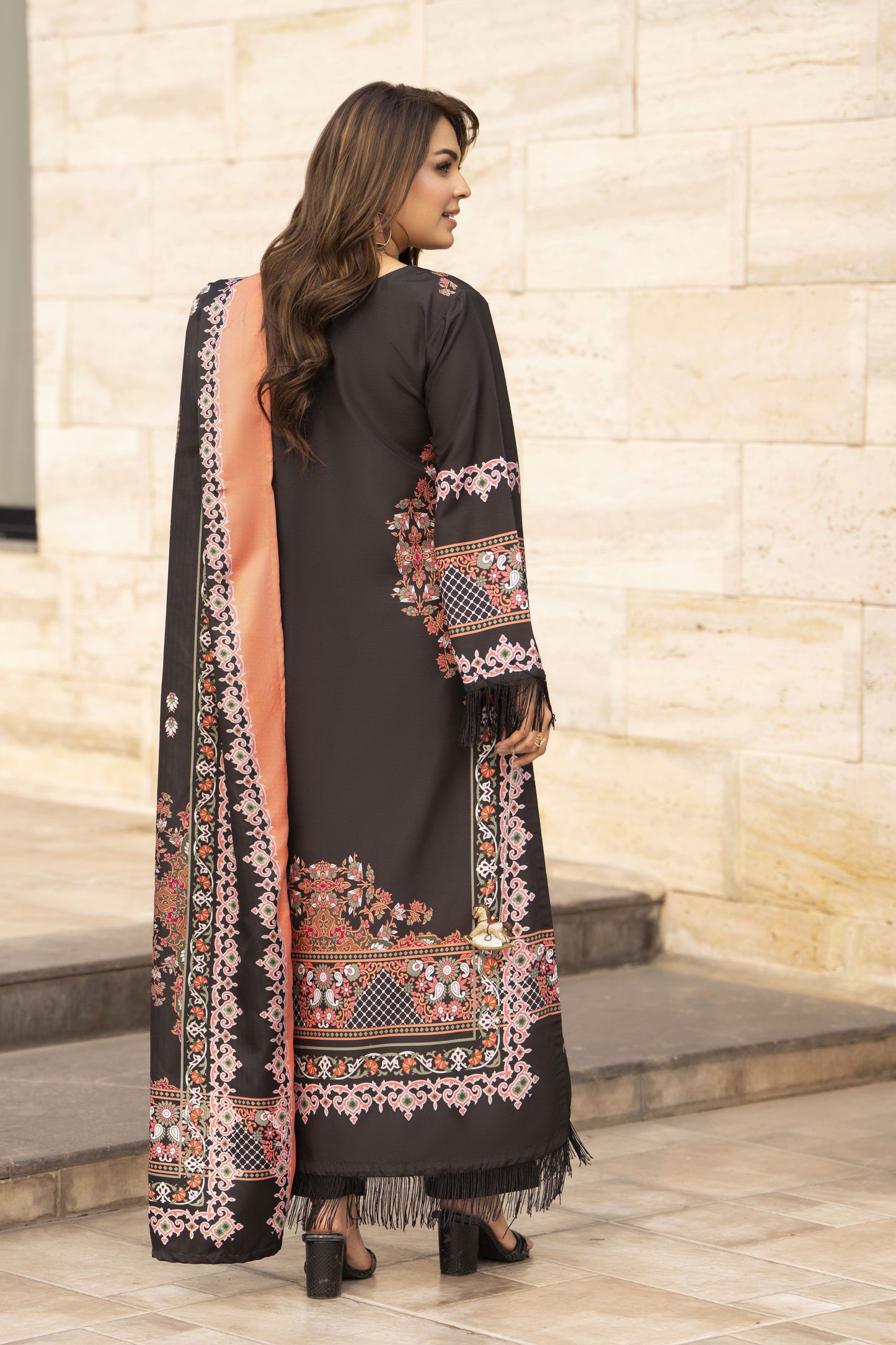 NBH8 Naqsh by Hemline Poly Grip 3PC A-Line Suit with Herringbone Dupatta