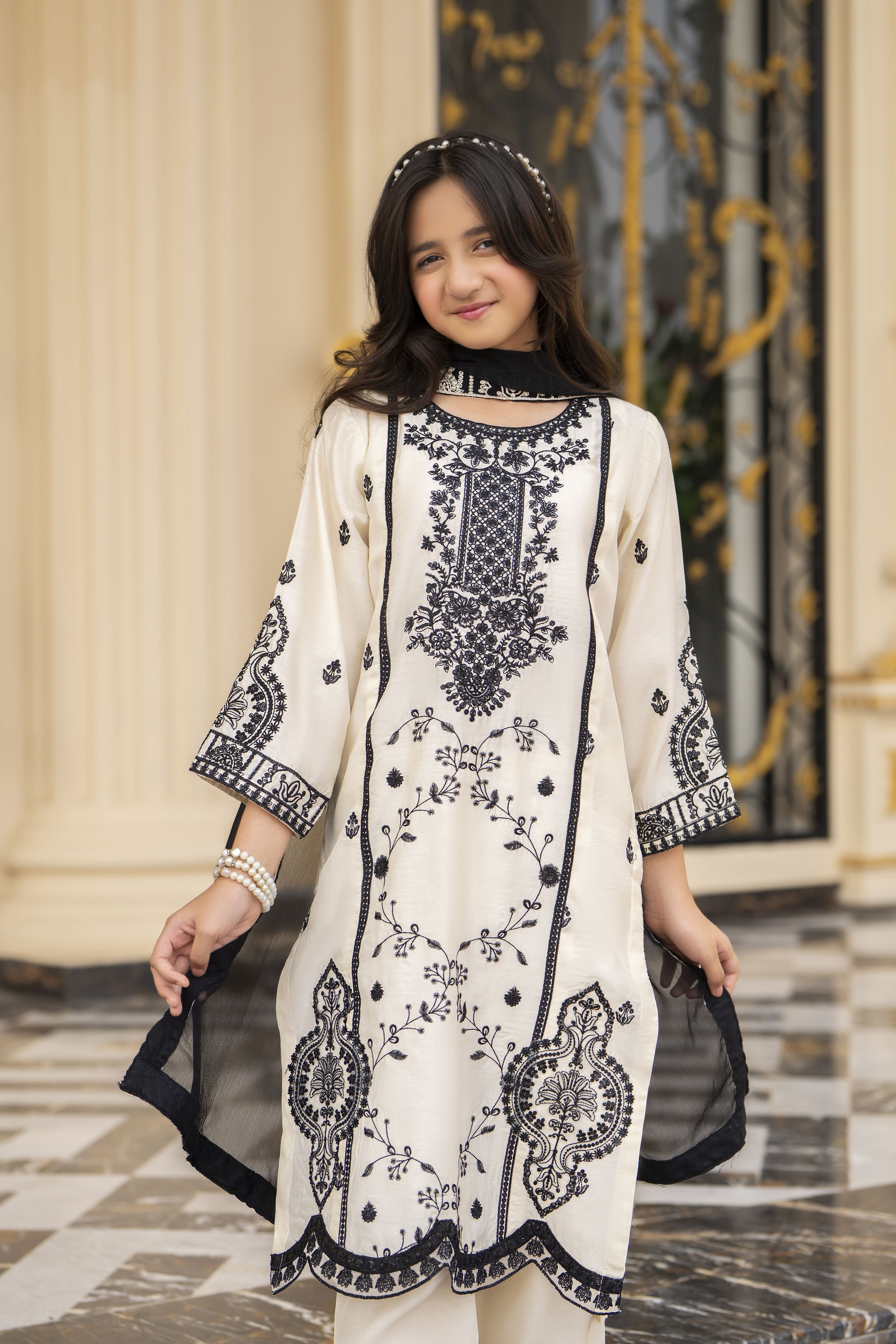 Threads of Love by Hemline – TOL3 Embroidered Viscose Mother Daughter Matching Dress