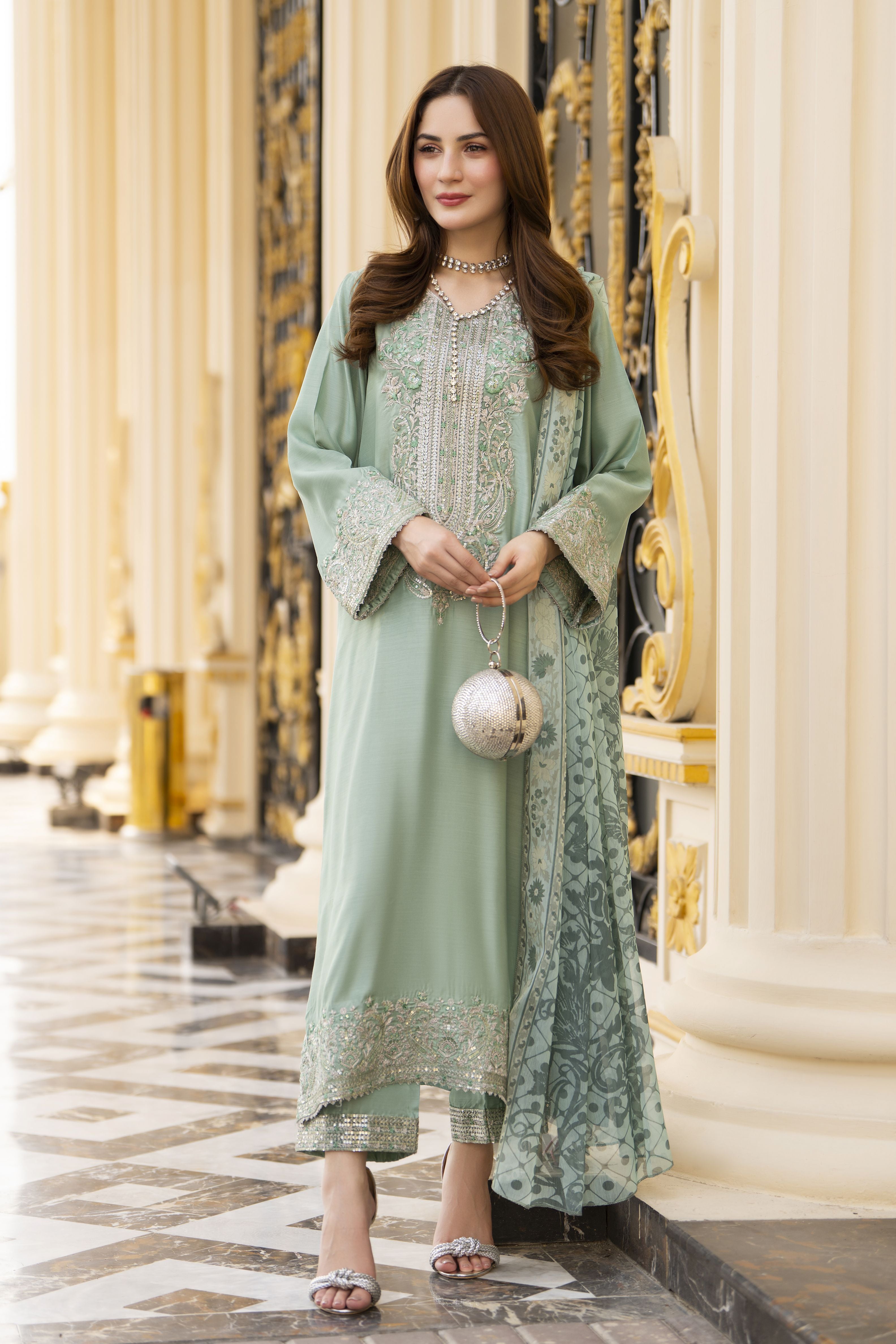 Threads of Love by Hemline – TOL4 Embroidered Viscose Mother Daughter Matching Dress