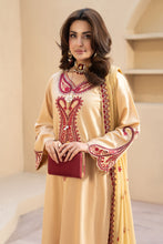 ZZ7 Zimal Zephira Beige & Crimson Embroidered 3pc Viscose Suit