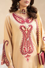 ZZ7 Zimal Zephira Beige & Crimson Embroidered 3pc Viscose Suit