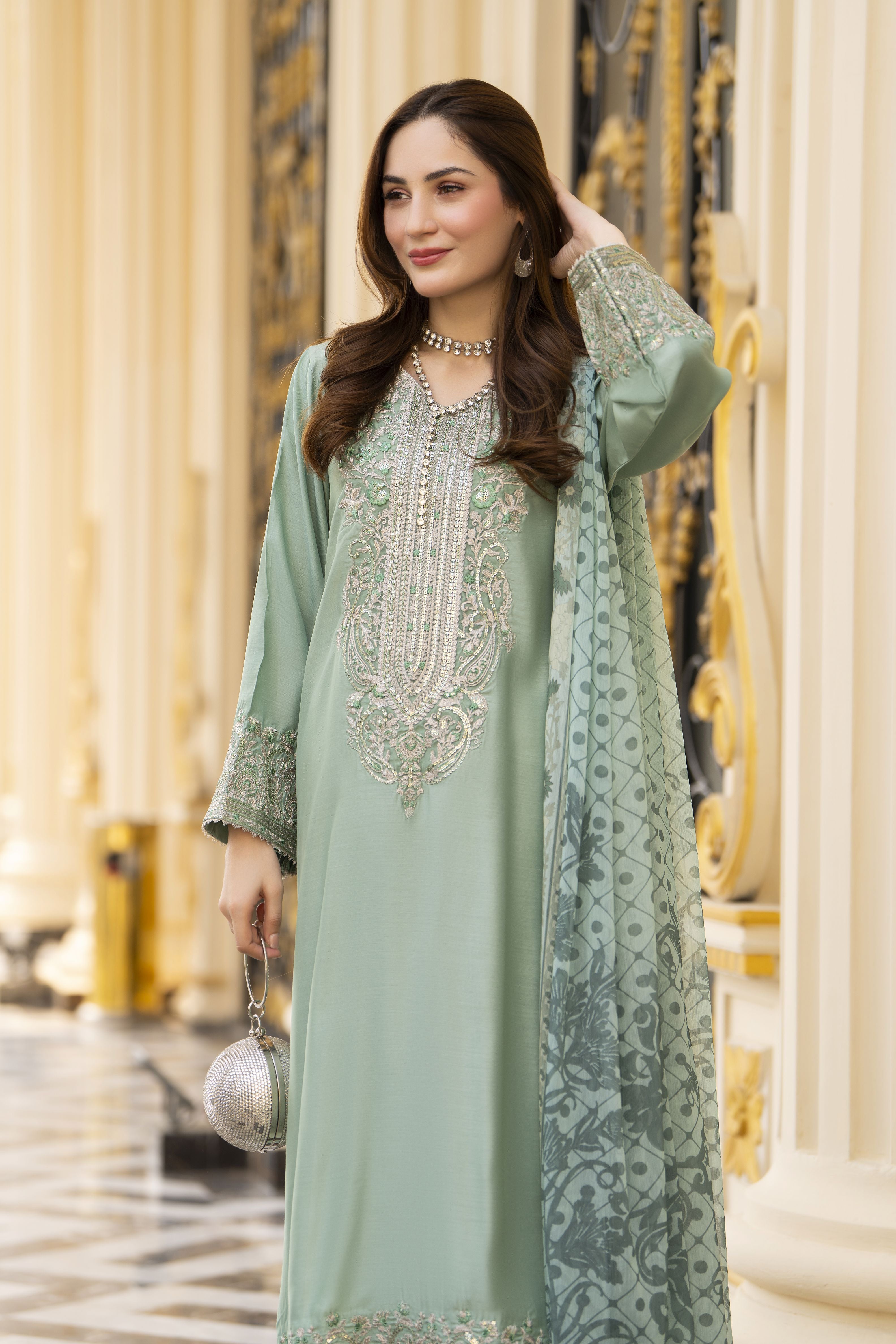 Threads of Love by Hemline – TOL4 Embroidered Viscose Mother Daughter Matching Dress
