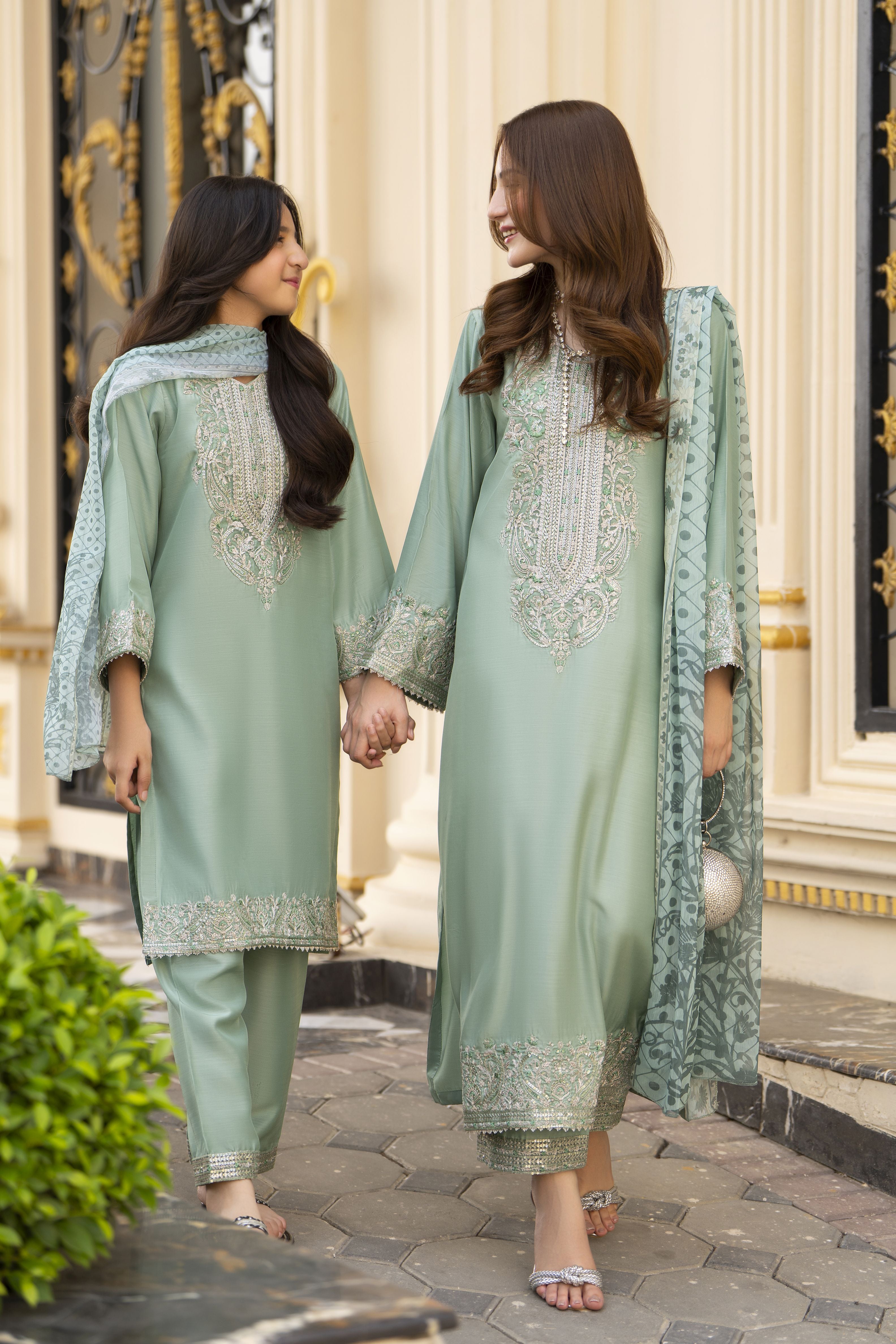 Threads of Love by Hemline – TOL4 Embroidered Viscose Mother Daughter Matching Dress