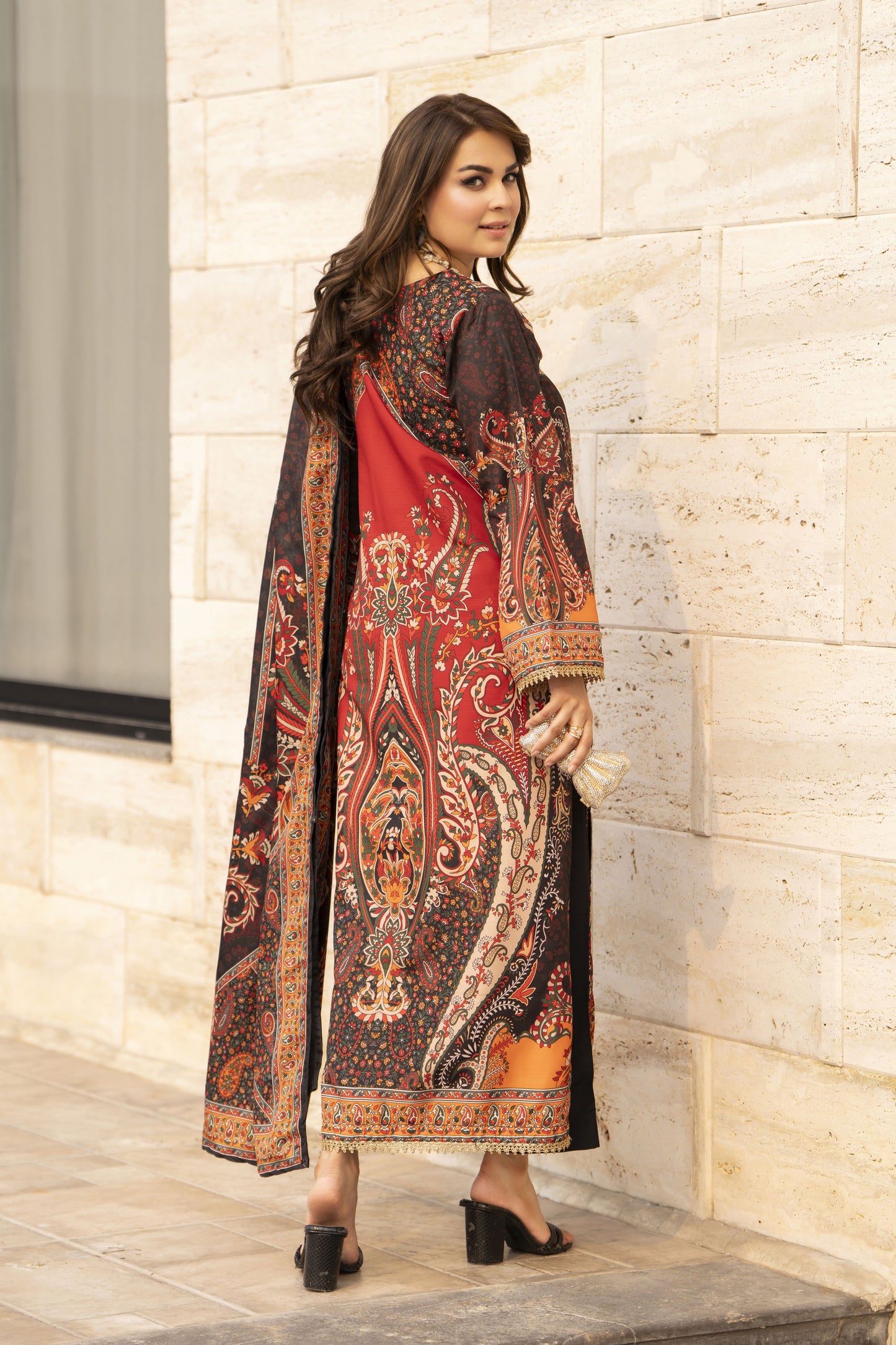 NBH10 Naqsh by Hemline Poly Grip 3PC A-Line Suit with Dupatta