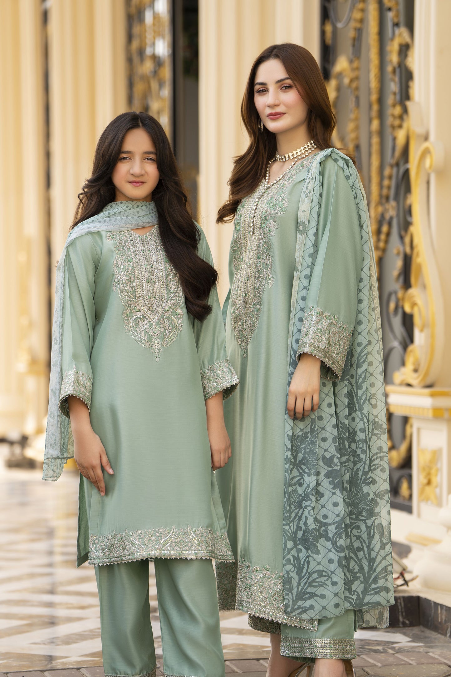 Threads of Love by Hemline – TOL4 Embroidered Viscose Mother Daughter Matching Dress