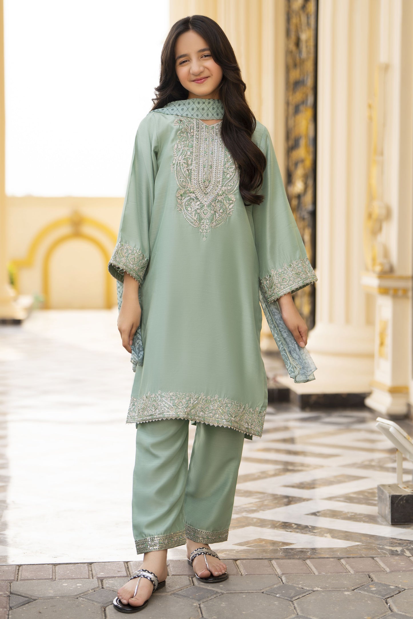 Threads of Love by Hemline – TOL4 Embroidered Viscose Mother Daughter Matching Dress