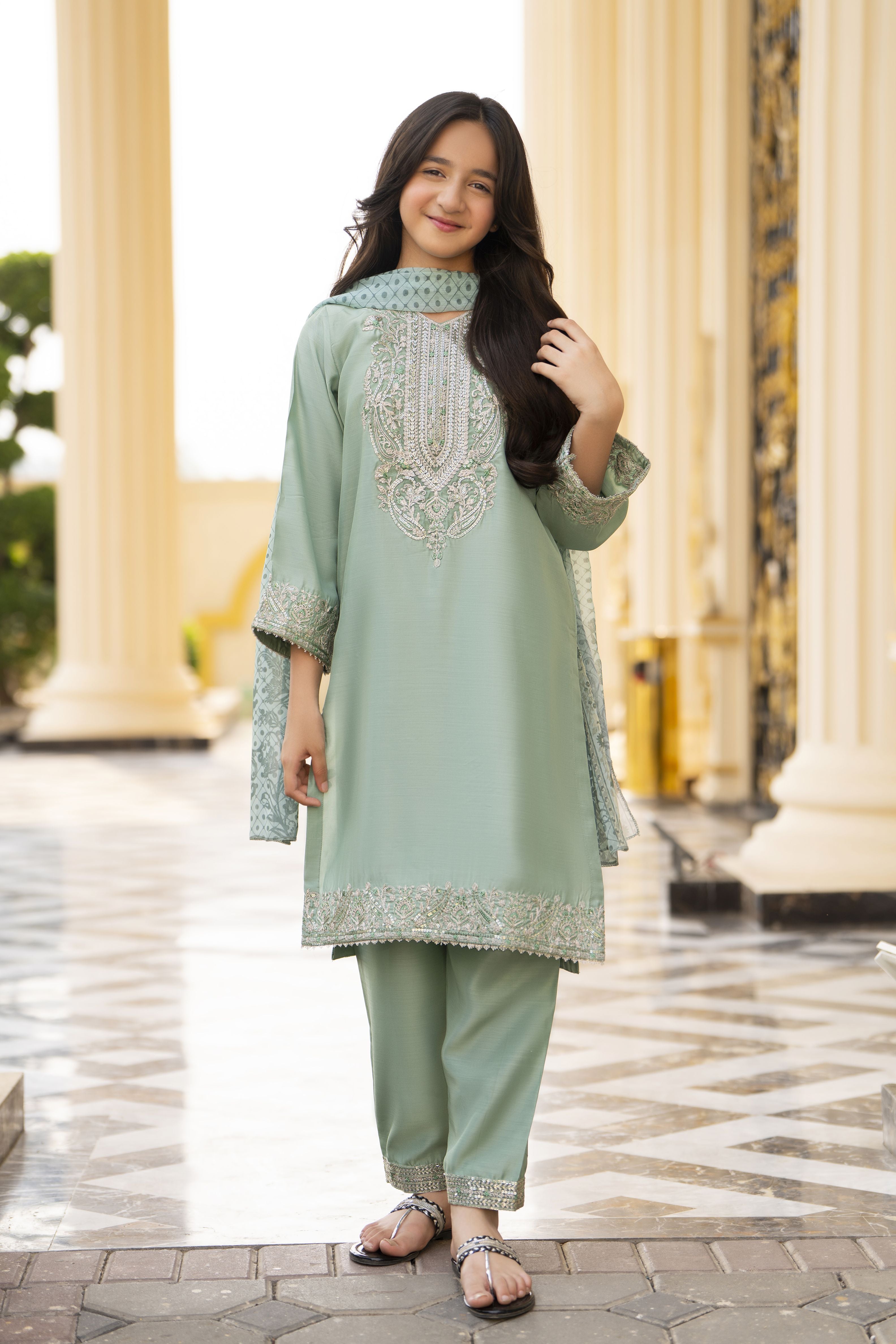 Threads of Love by Hemline – TOL4 Embroidered Viscose Mother Daughter Matching Dress