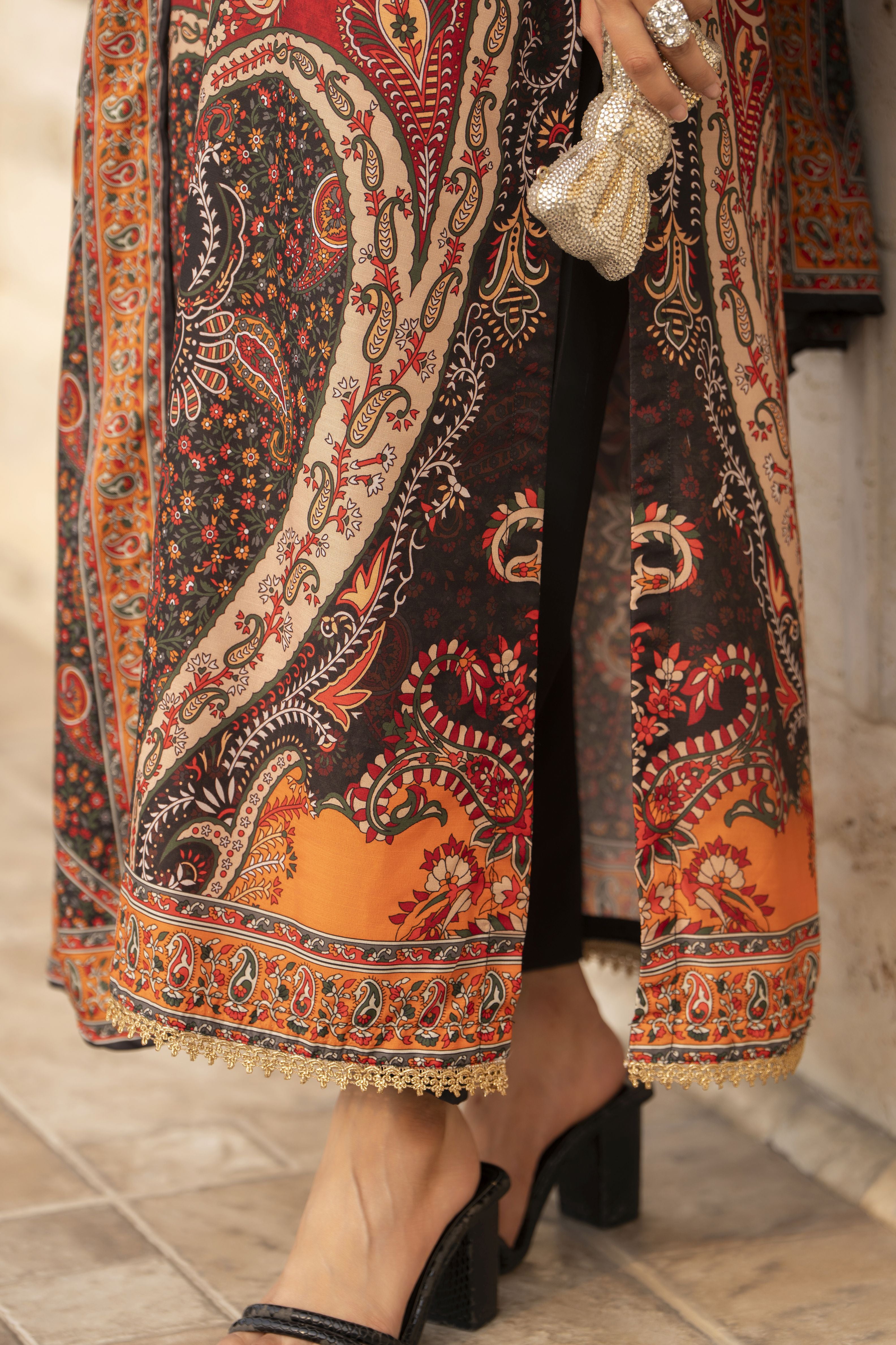 NBH10 Naqsh by Hemline Poly Grip 3PC A-Line Suit with Dupatta