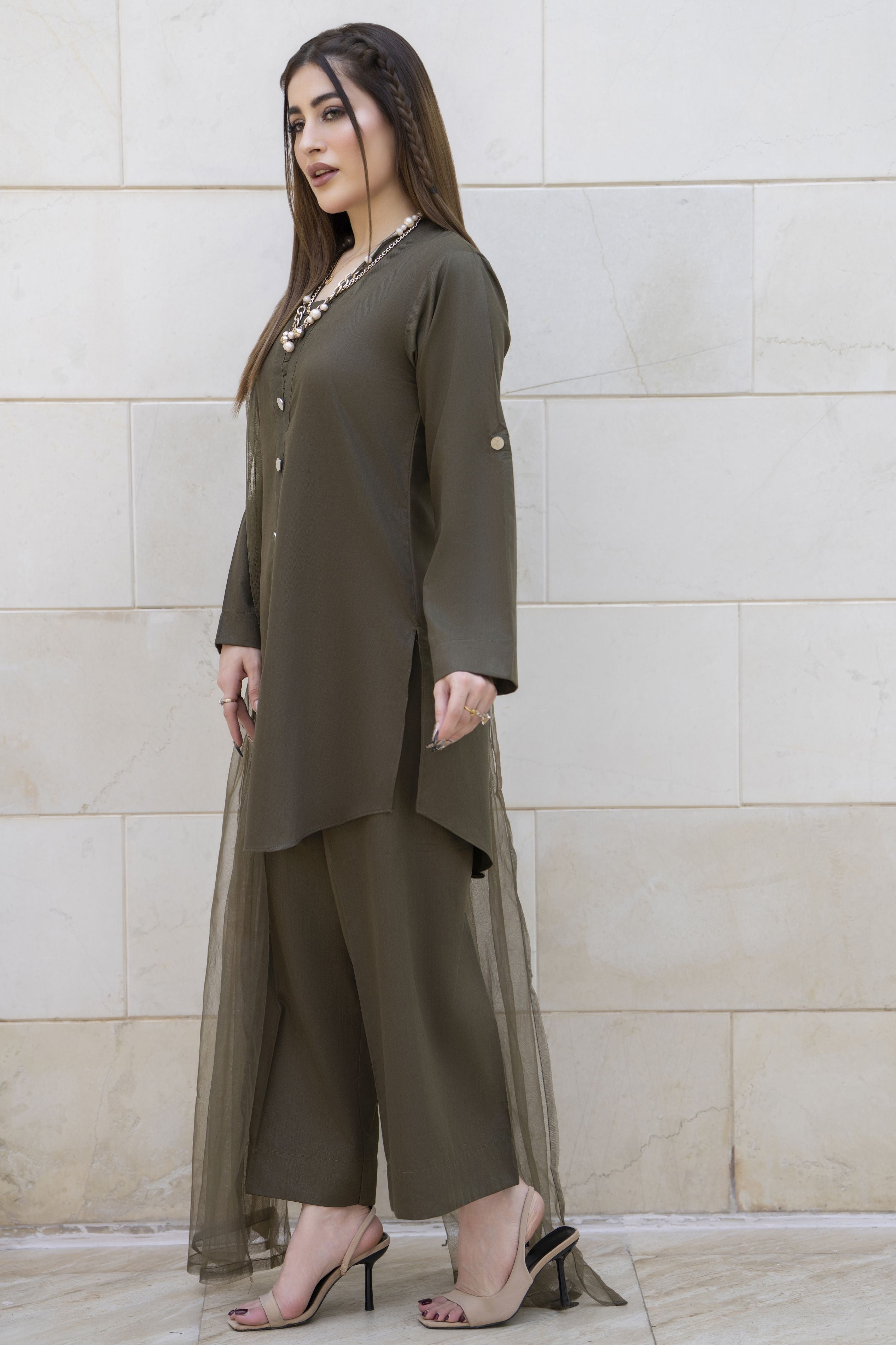 Aabpara Simply Warm Winter Linen 3pc Ready to Wear with Dyed Net Dupatta SWA8