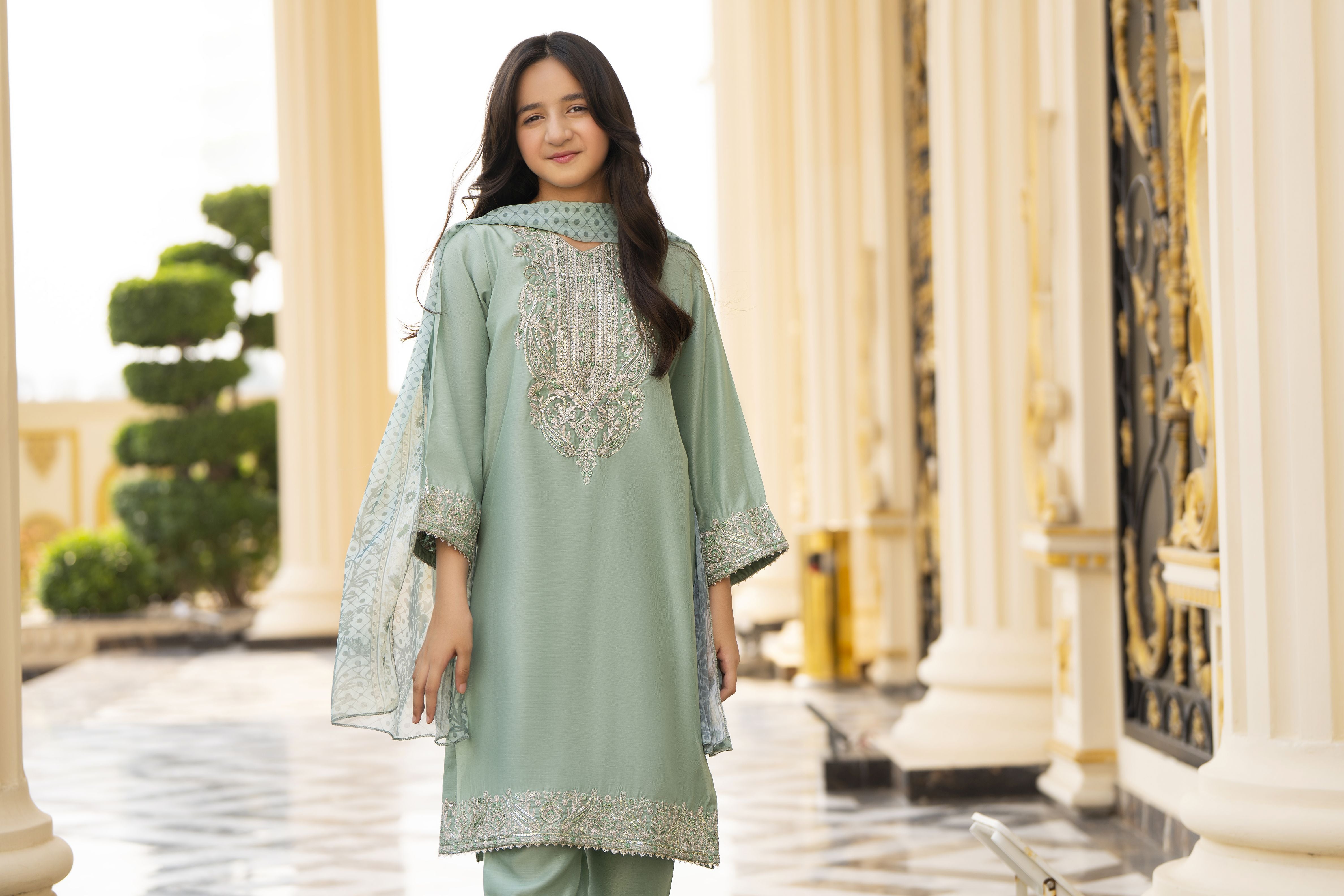 Threads of Love by Hemline – TOL4 Embroidered Viscose Mother Daughter Matching Dress