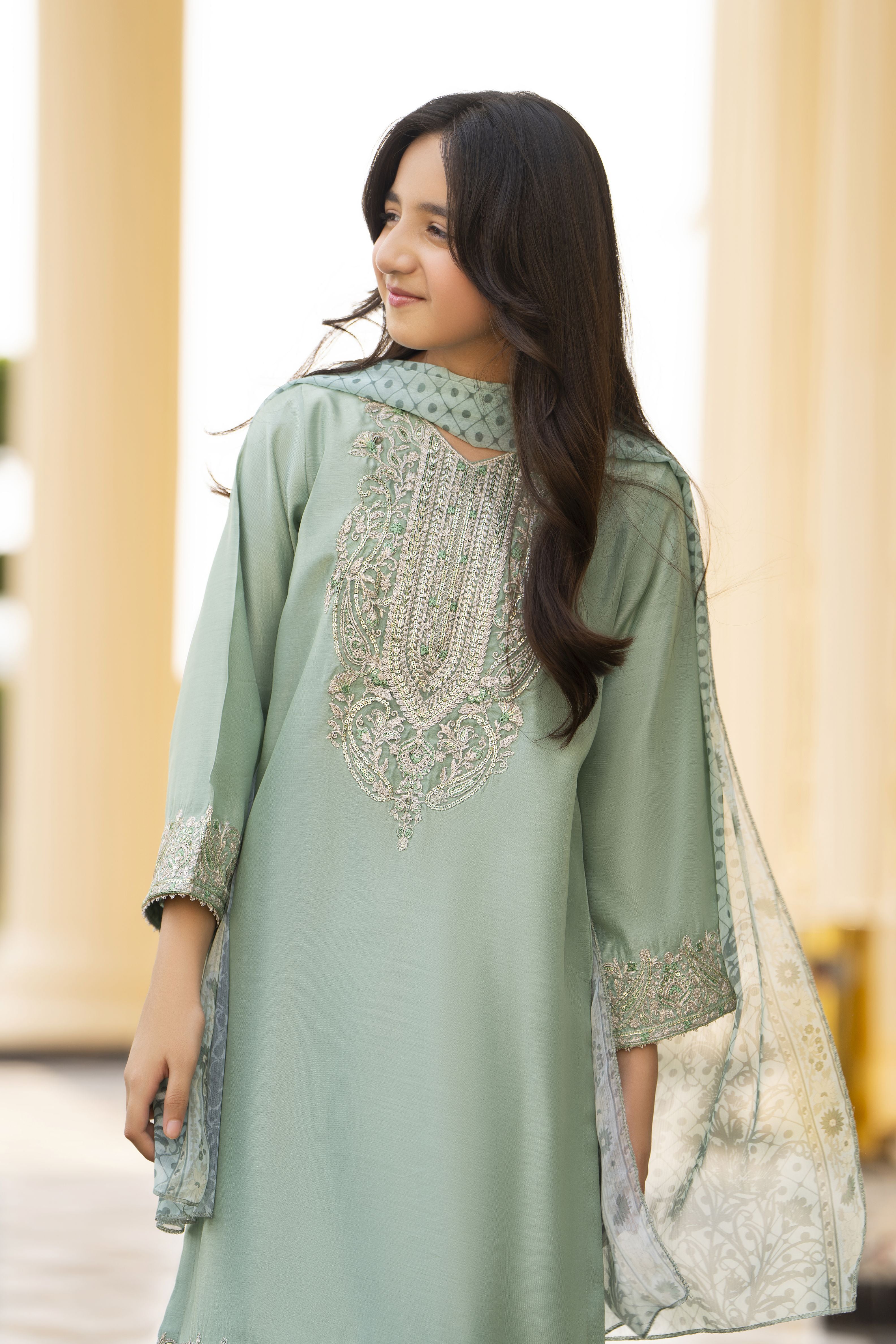 Threads of Love by Hemline – TOL4 Embroidered Viscose Mother Daughter Matching Dress