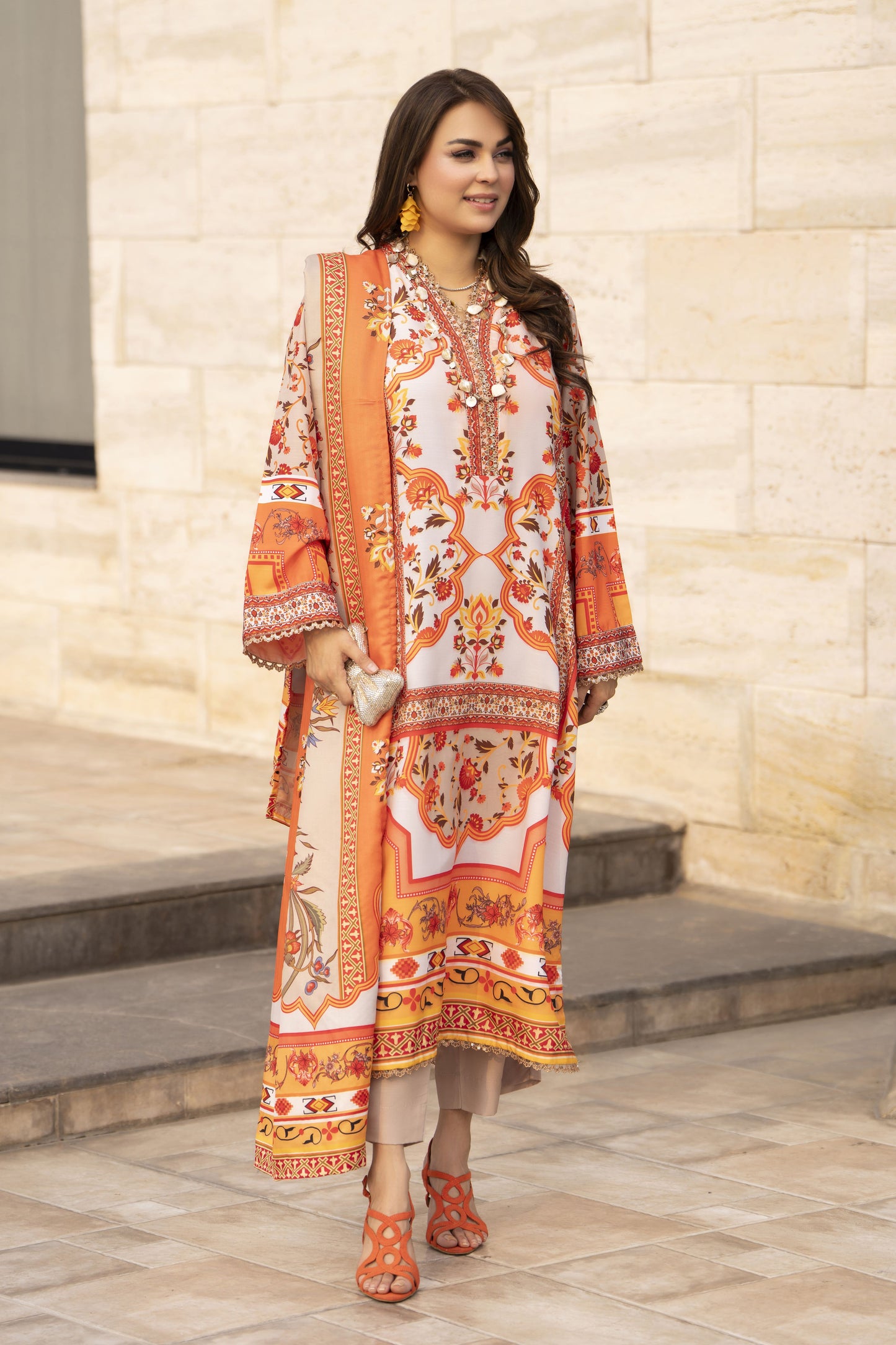 NBH9 Naqsh by Hemline Poly Grip 3PC A-Line Suit with Dupatta