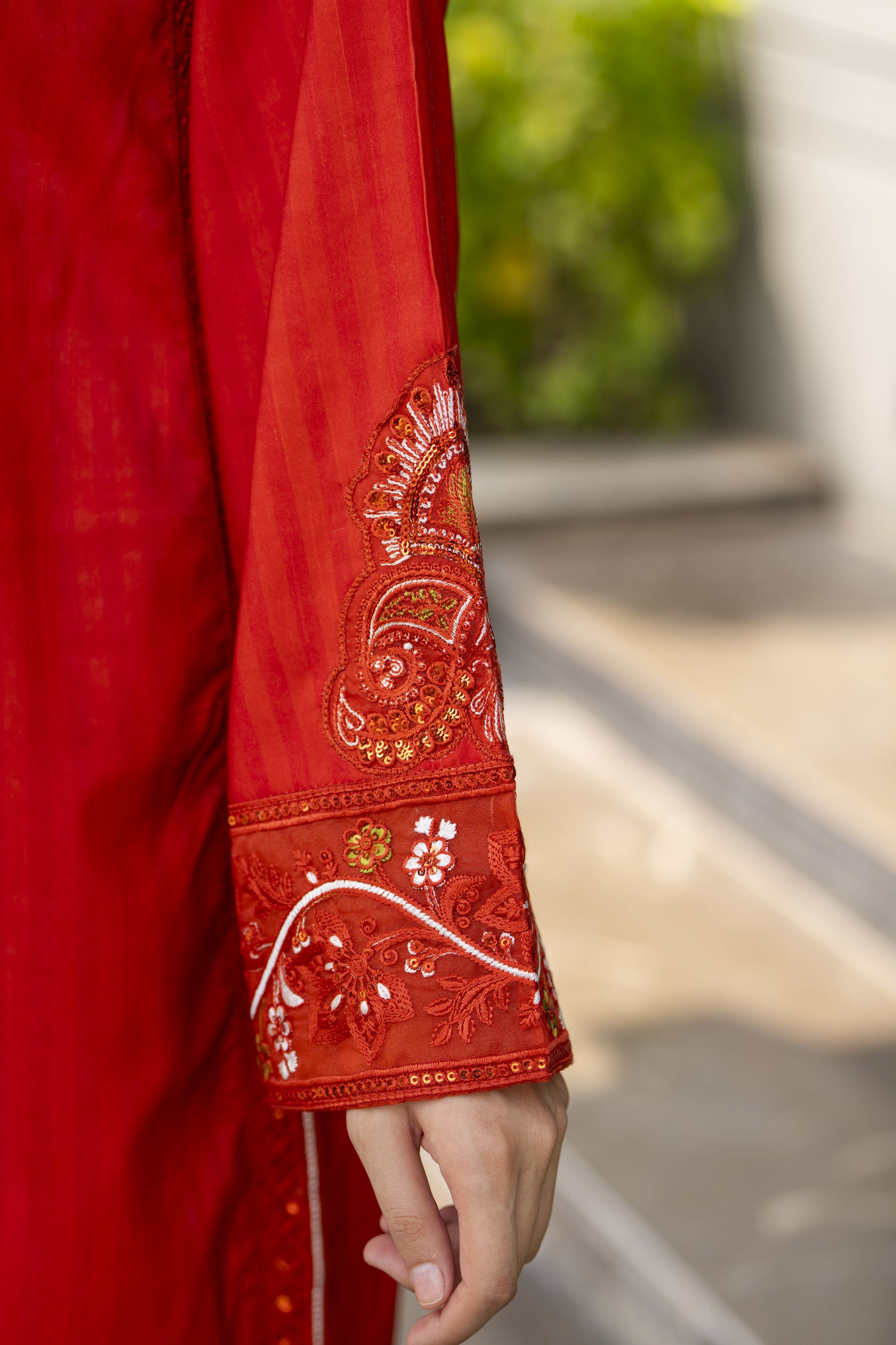 Lush by Aleezay – Orange Raw Silk Dress with Farshi Shalwar Lush1