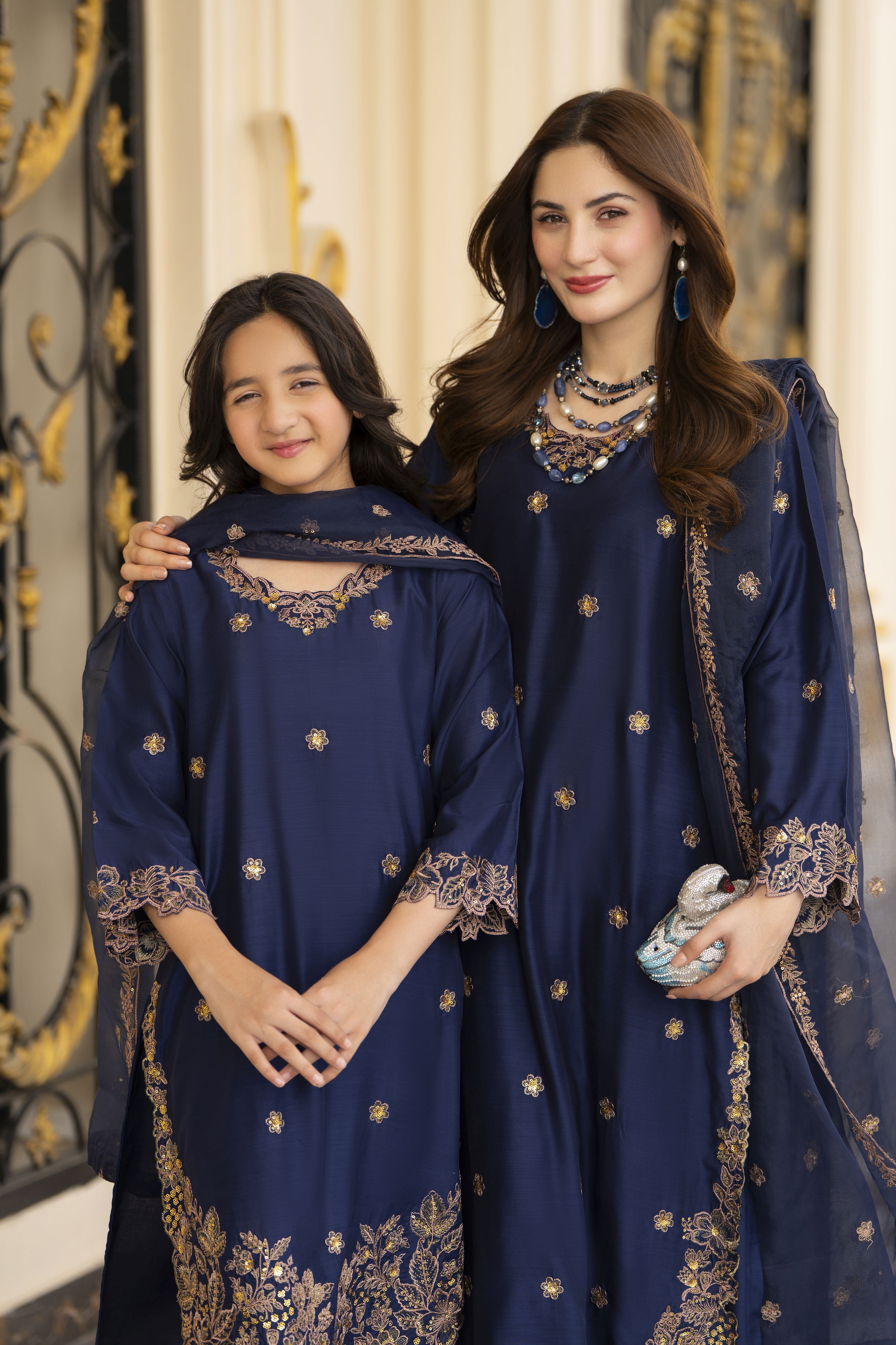 Threads of Love by Hemline – TOL2 Embroidered Viscose Mother Daughter Matching Dress