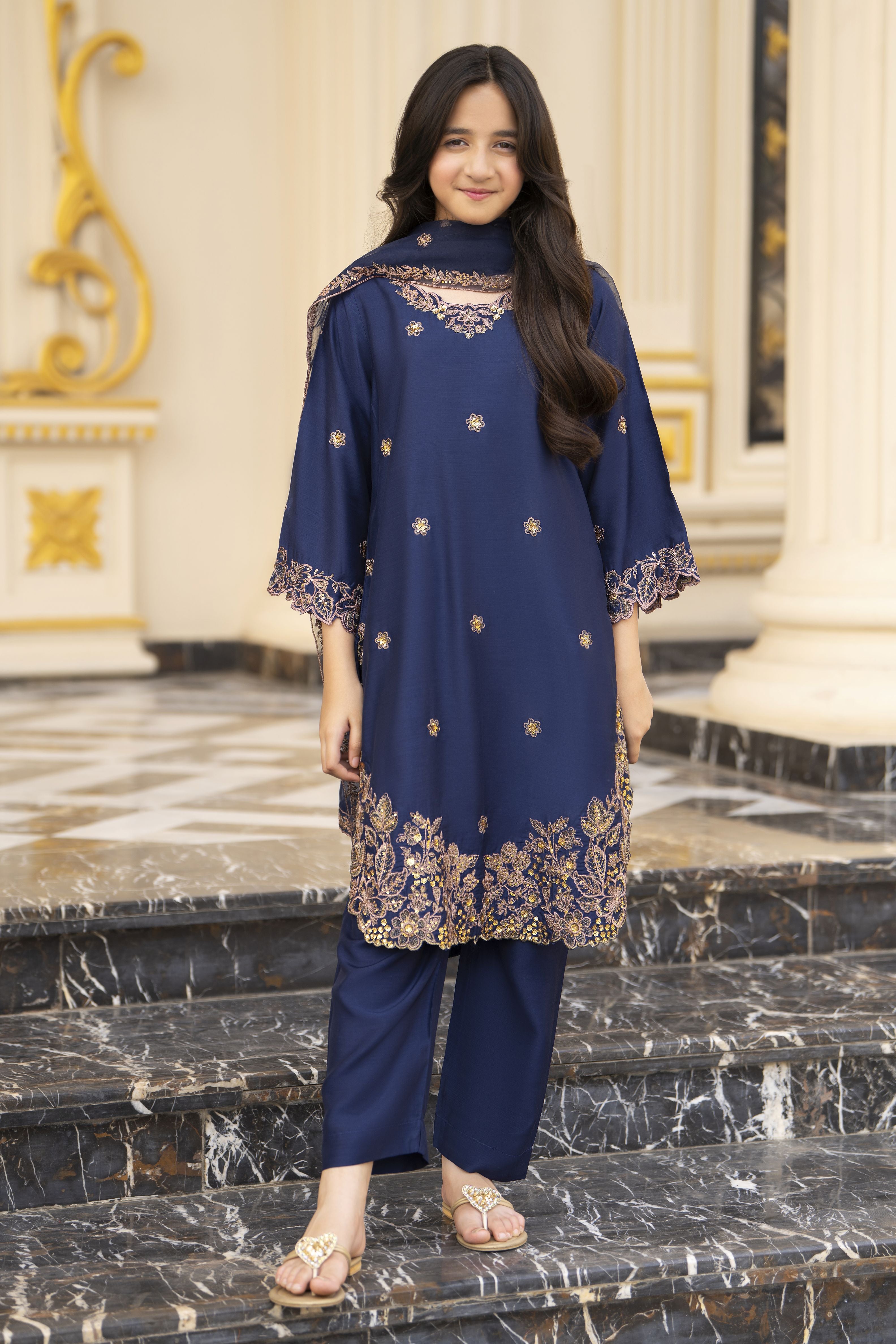 Threads of Love by Hemline – TOL2 Embroidered Viscose Mother Daughter Matching Dress
