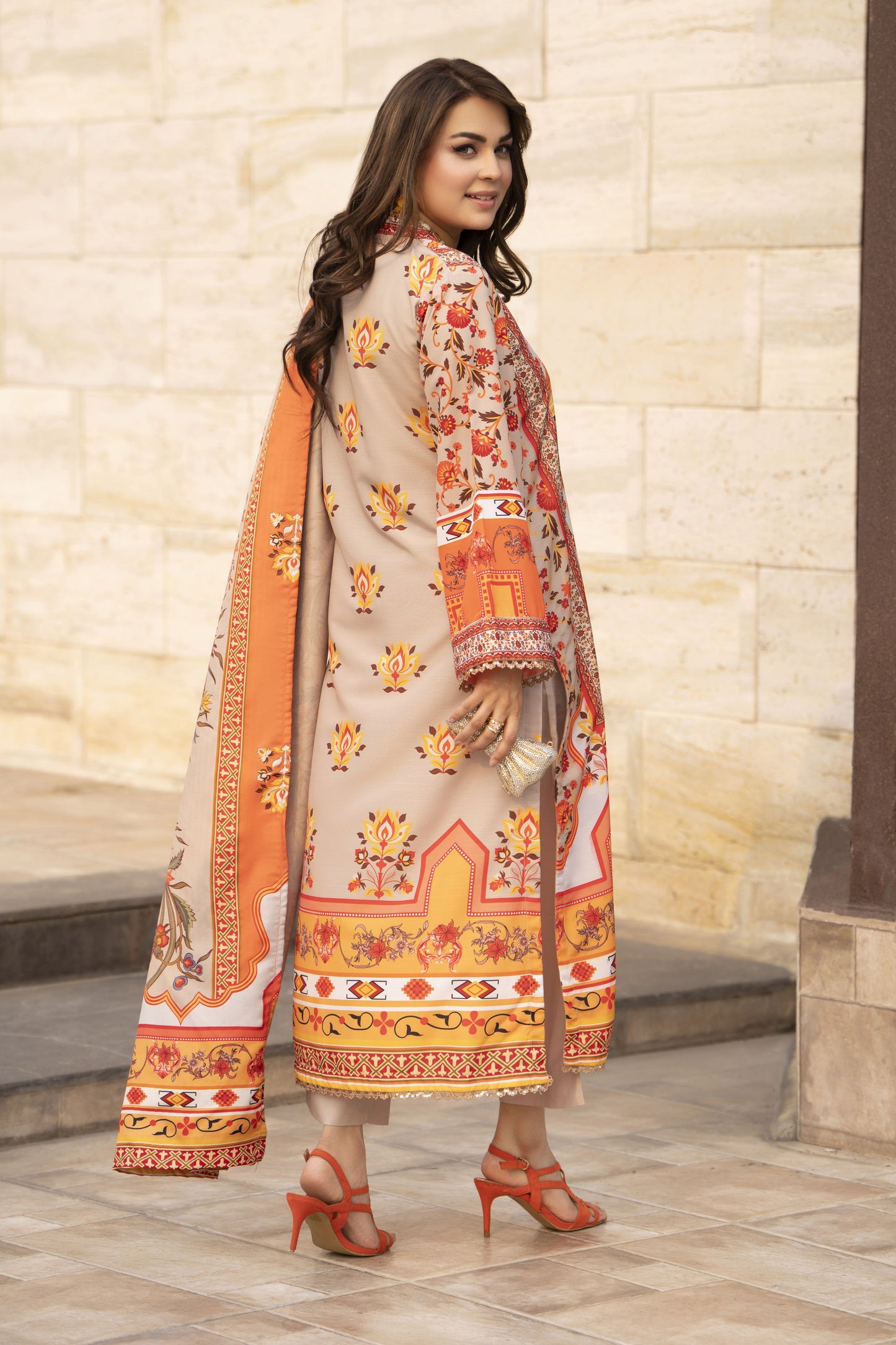 NBH9 Naqsh by Hemline Poly Grip 3PC A-Line Suit with Dupatta