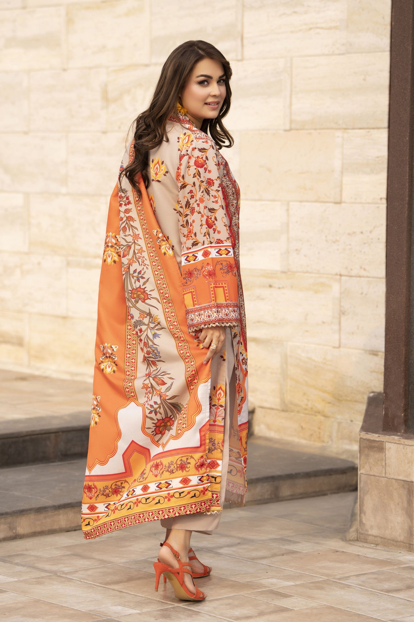 NBH9 Naqsh by Hemline Poly Grip 3PC A-Line Suit with Dupatta