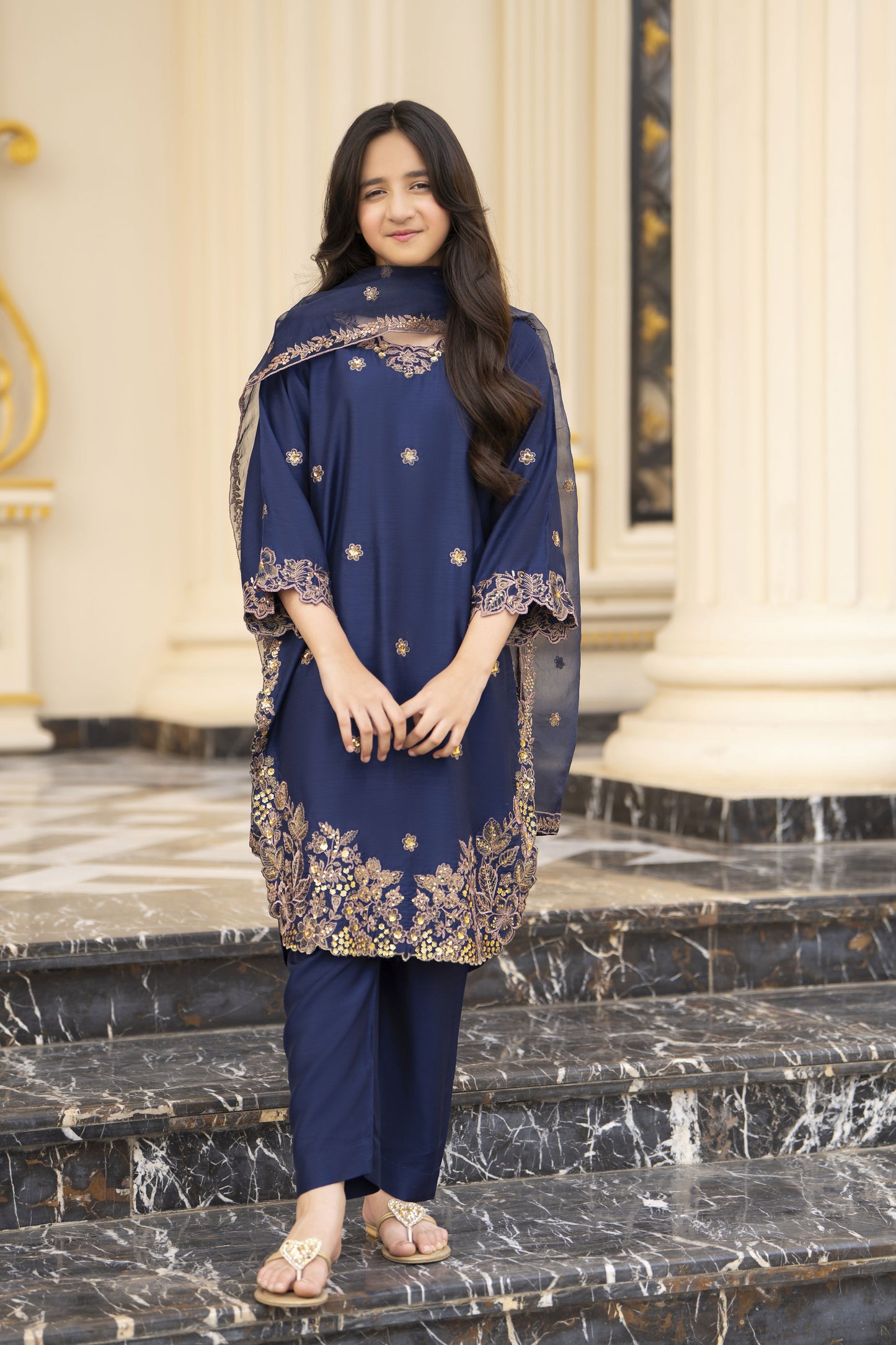 Threads of Love by Hemline – TOL2 Embroidered Viscose Mother Daughter Matching Dress