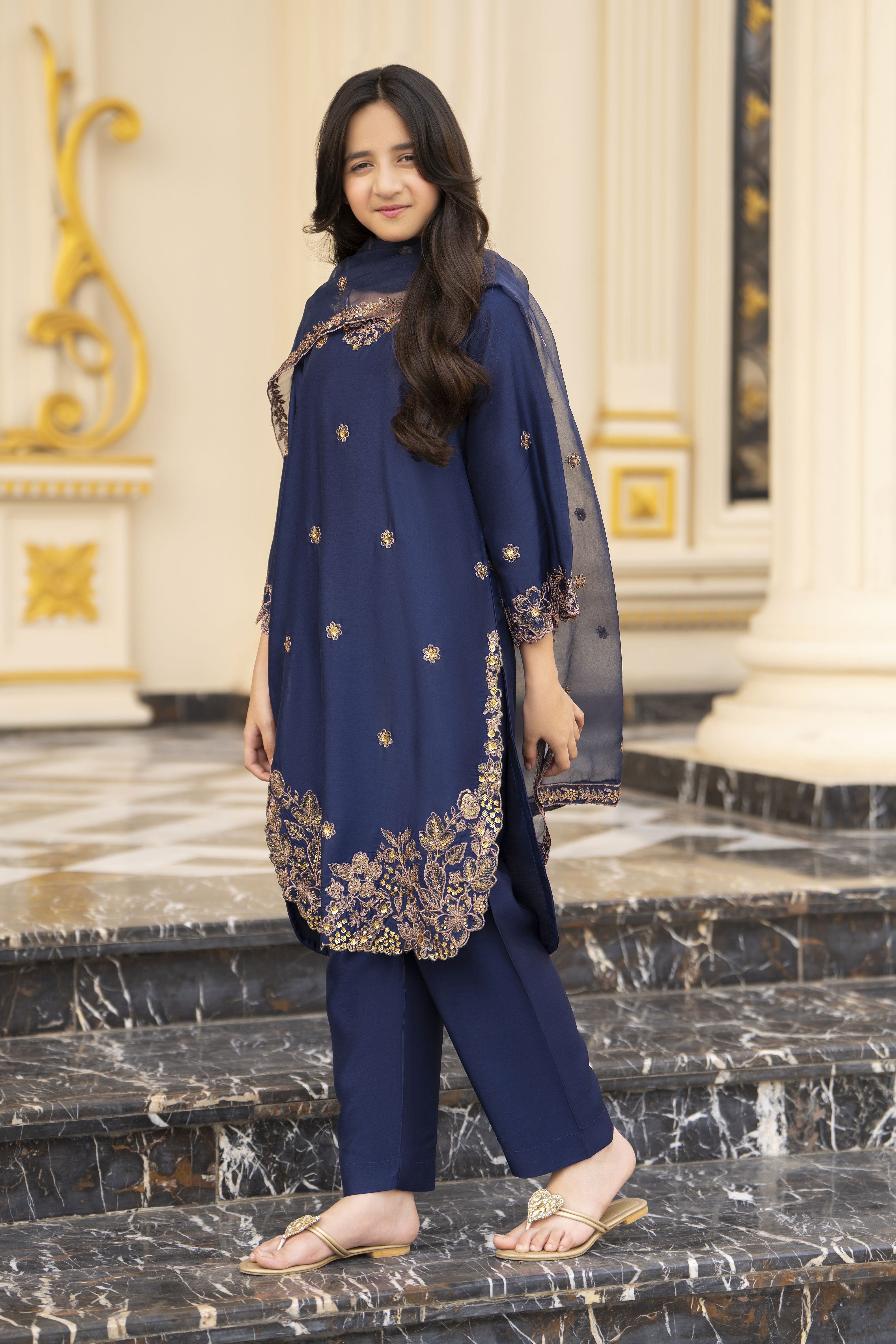 Threads of Love by Hemline – TOL2 Embroidered Viscose Mother Daughter Matching Dress