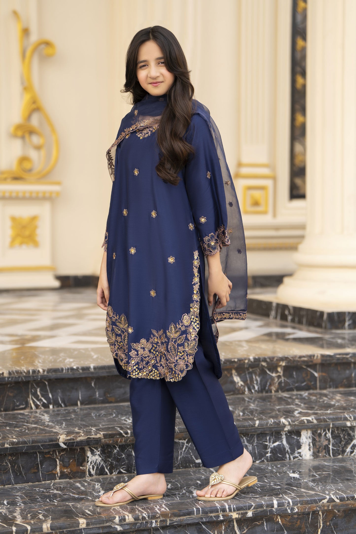 Threads of Love by Hemline – TOL2 Embroidered Viscose Mother Daughter Matching Dress