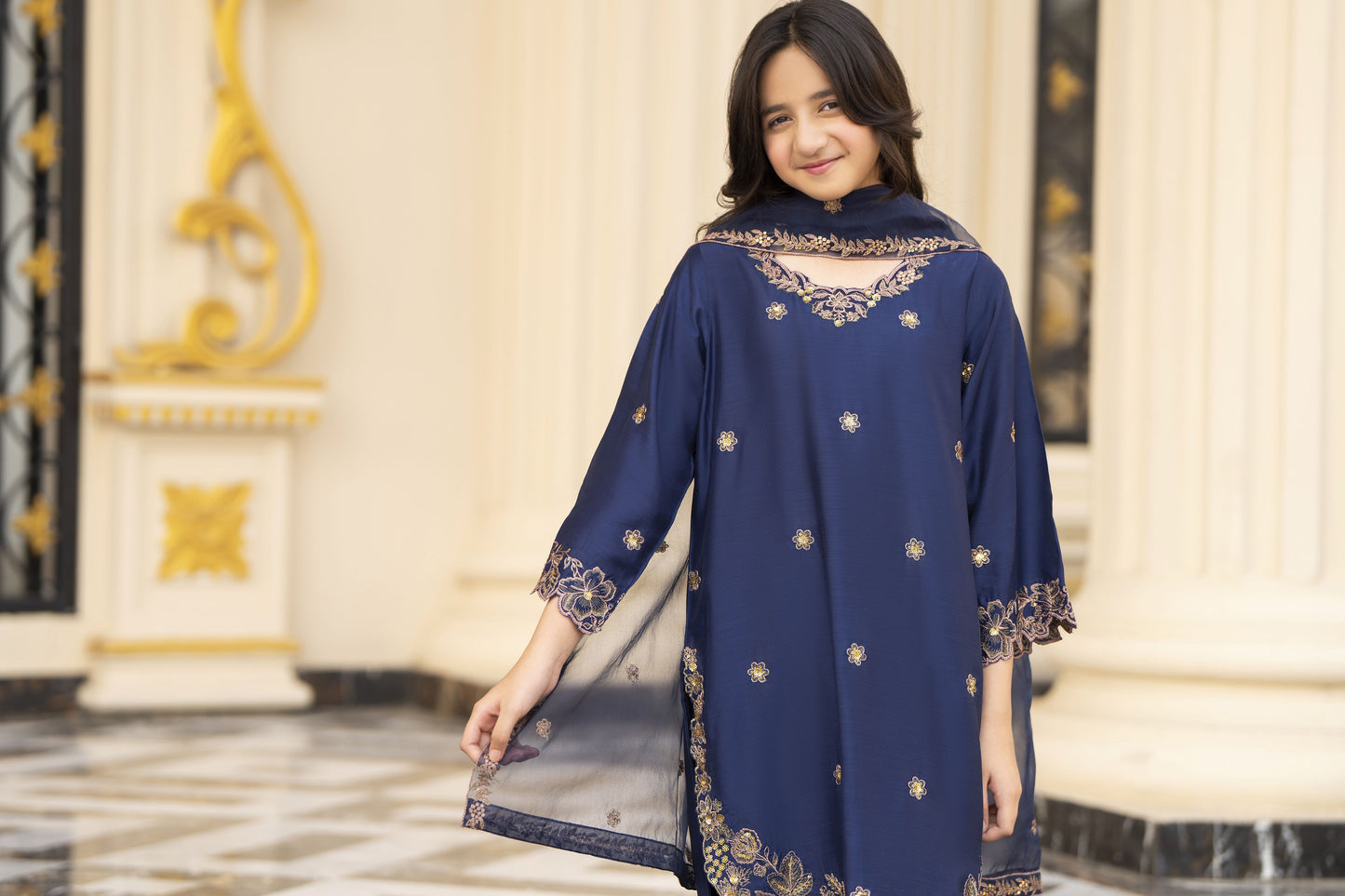 Threads of Love by Hemline – TOL2 Embroidered Viscose Mother Daughter Matching Dress