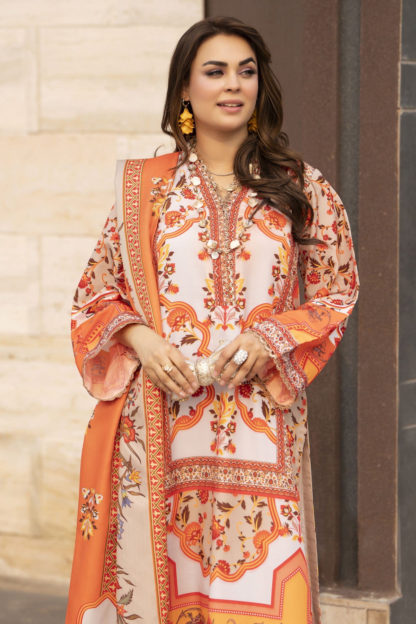 NBH9 Naqsh by Hemline Poly Grip 3PC A-Line Suit with Dupatta