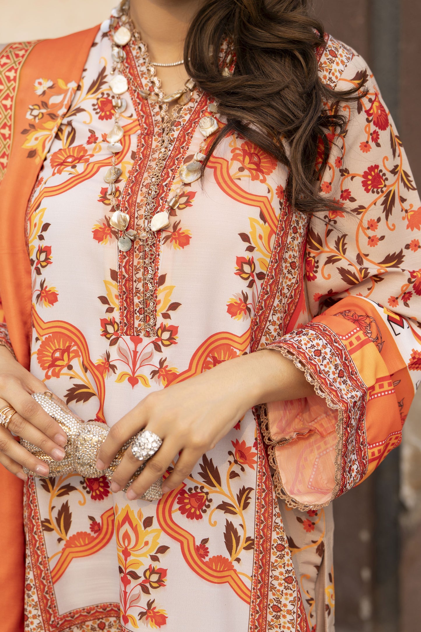 NBH9 Naqsh by Hemline Poly Grip 3PC A-Line Suit with Dupatta