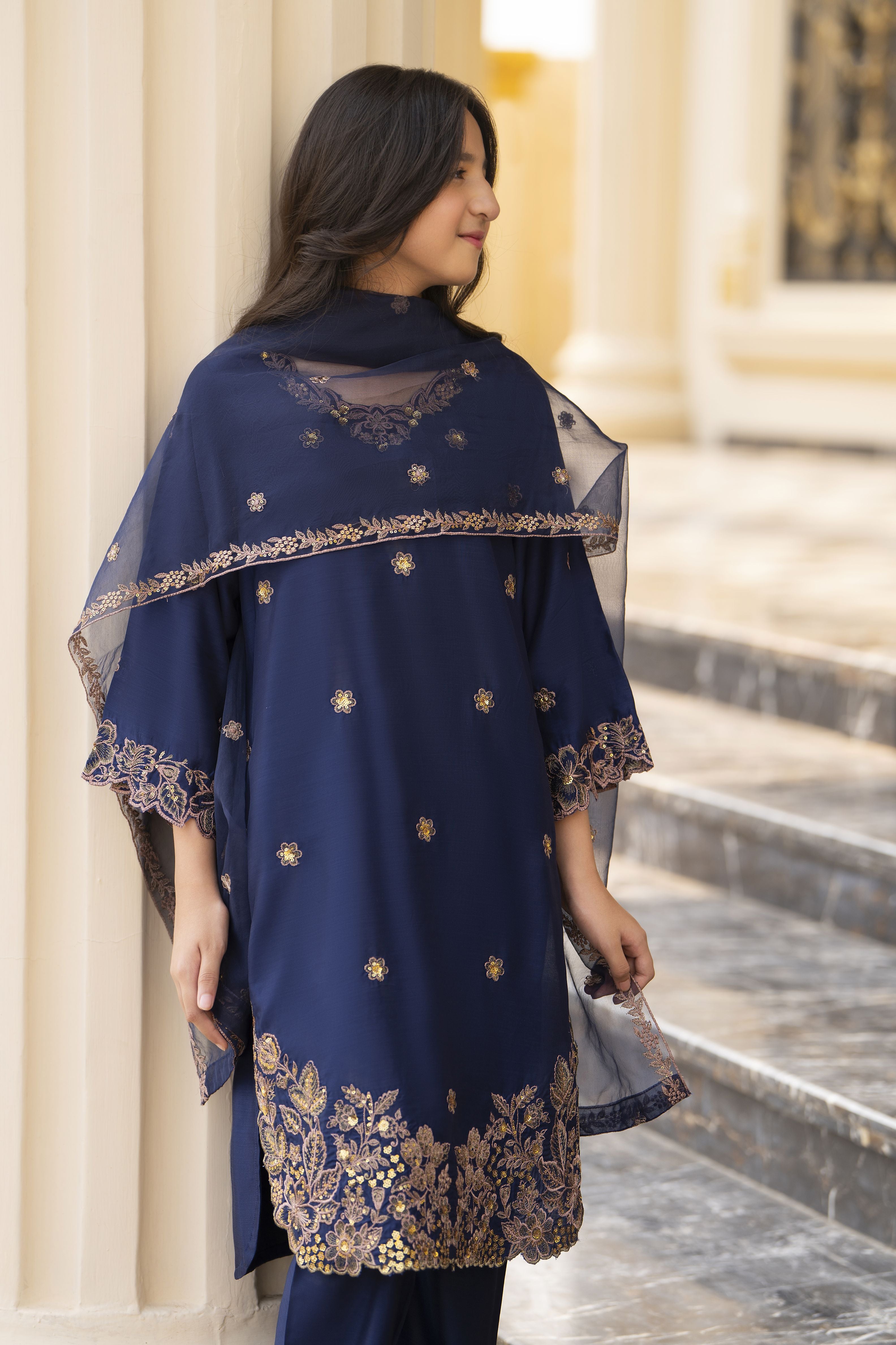 Threads of Love by Hemline – TOL2 Embroidered Viscose Mother Daughter Matching Dress