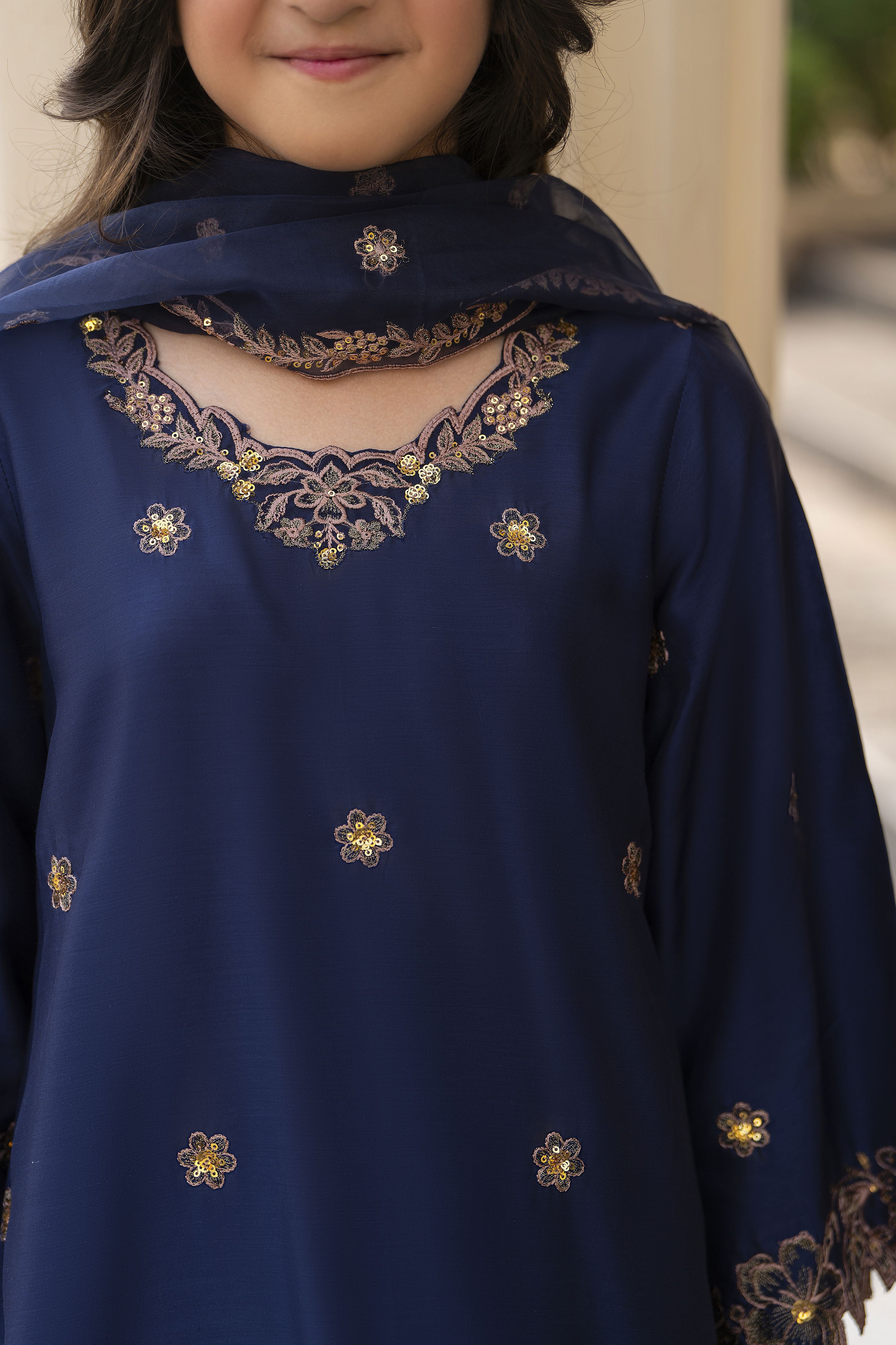 Threads of Love by Hemline – TOL2 Embroidered Viscose Mother Daughter Matching Dress