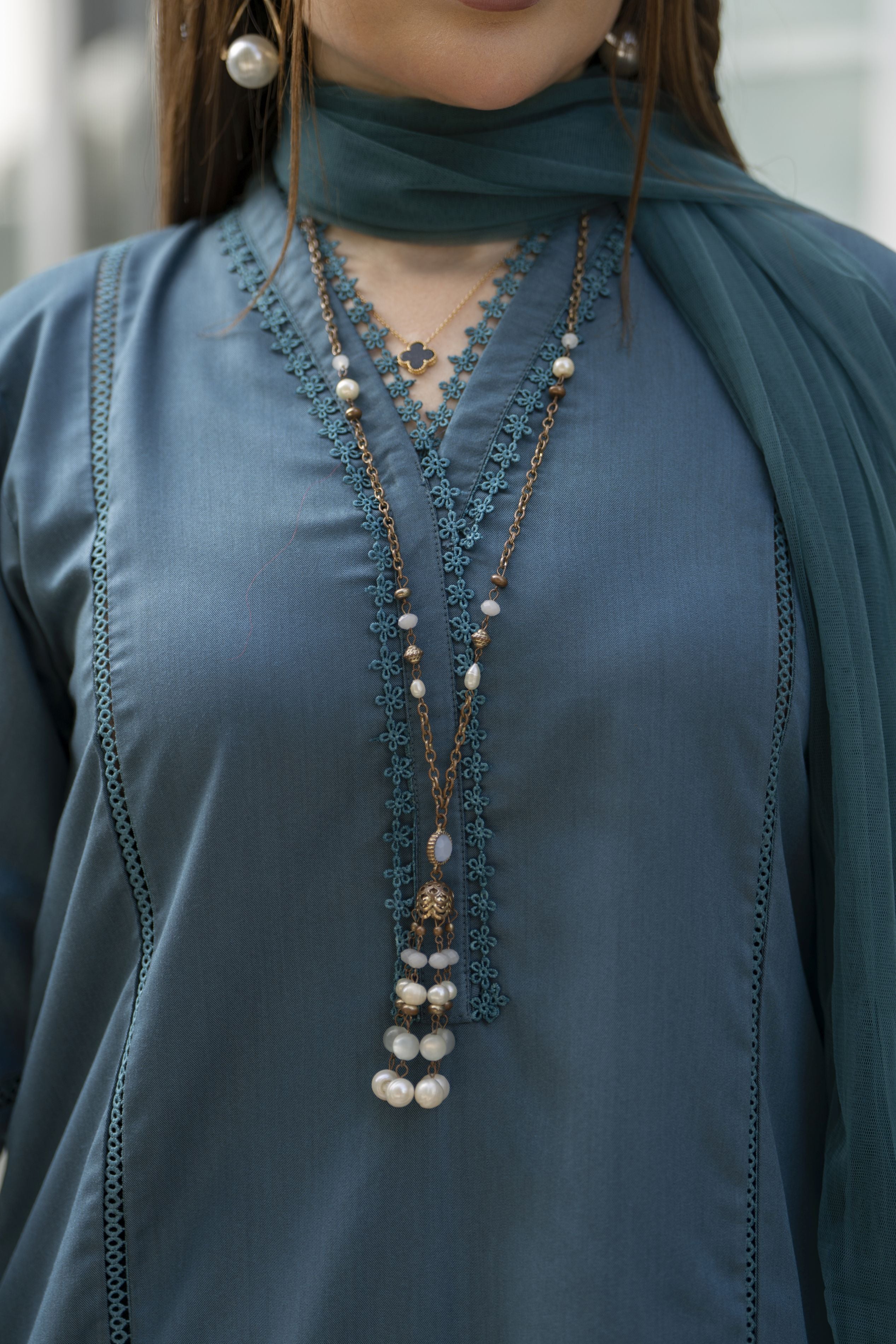 Aabpara Simply Warm Winter Linen 3pc Ready to Wear with Dyed Net Dupatta SWA9